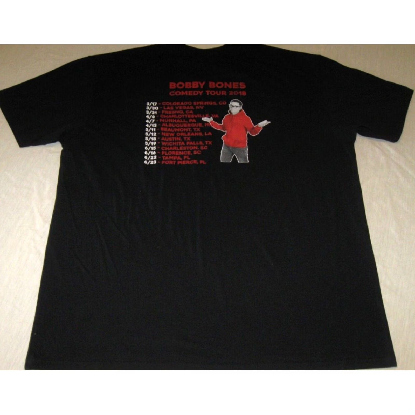 Bones BOBBY BONES Red Hoodie Tour 2018 T-Shirt Men's 2XL Black Graphic Print Cotton Polyester CAN'T SEE APPAREL Crew Neck Short Sleeve Vintage: No Size US XXL / EU 58 / 5 - 4 Thumbnail