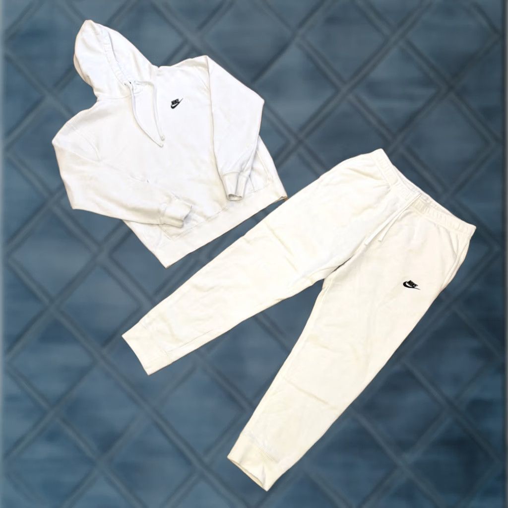 Nike Nike White Hoodie & Pants Set Sweatsuit Club Fleece Size Medium Large Mens 90s Size US M / EU 48-50 / 2 - 1 Thumbnail