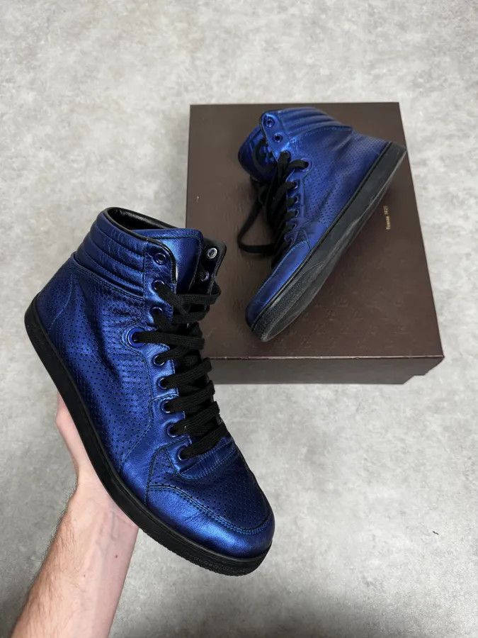 Gucci Gucci Electric Blue High Leather Sneakers Size US 8.5 / EU 41-42 - 1 Thumbnail
