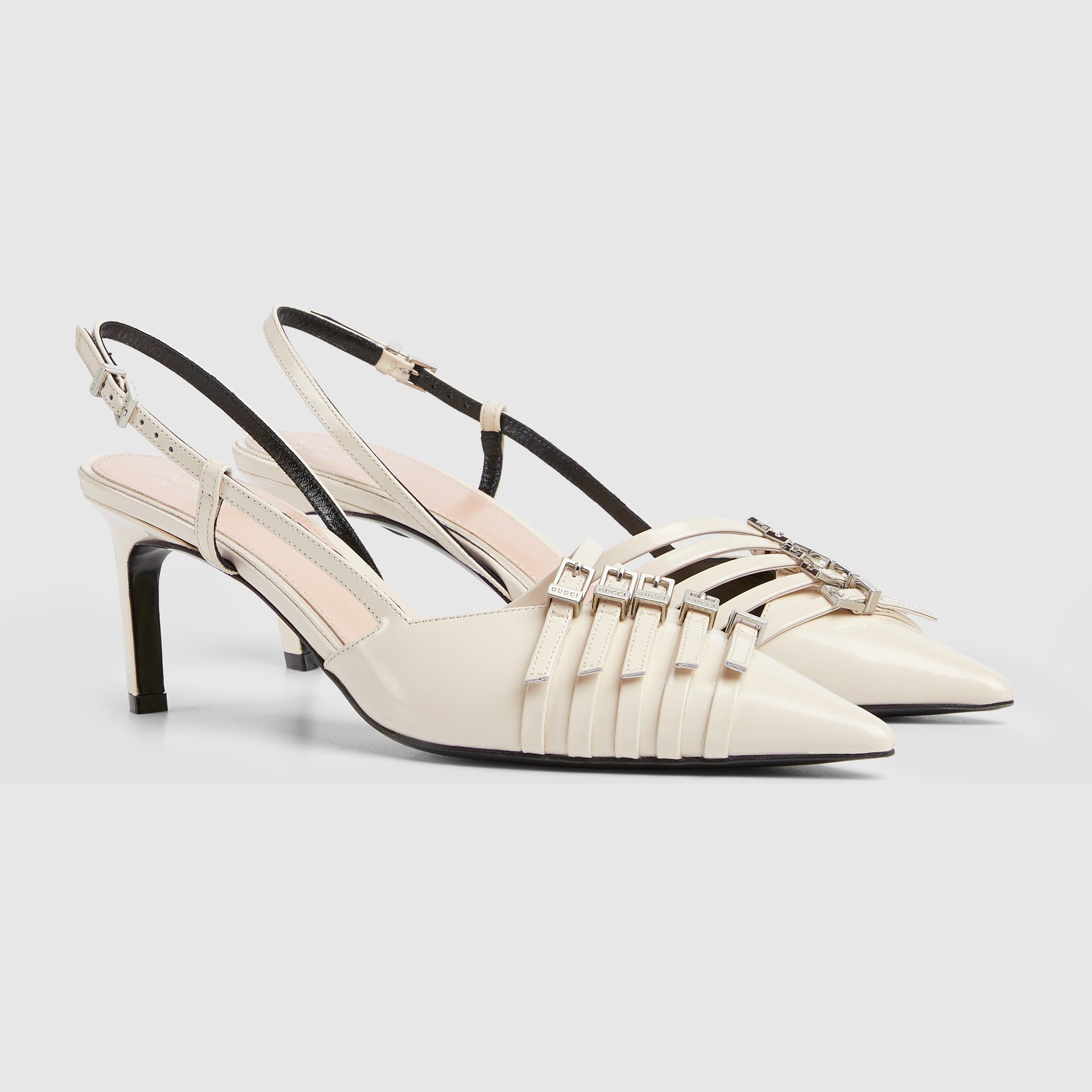 Gucci gucci seraphine patent leather slingback pumps white Size US 10 / IT 40 - 1 Thumbnail