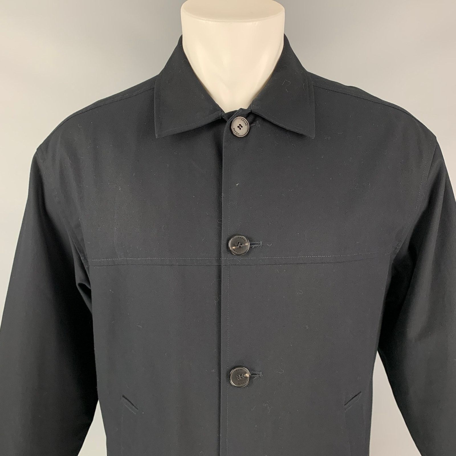 Frame FRAME Size M Navy Blue Cotton Zip Sport Coat Size 38R - 2 Thumbnail