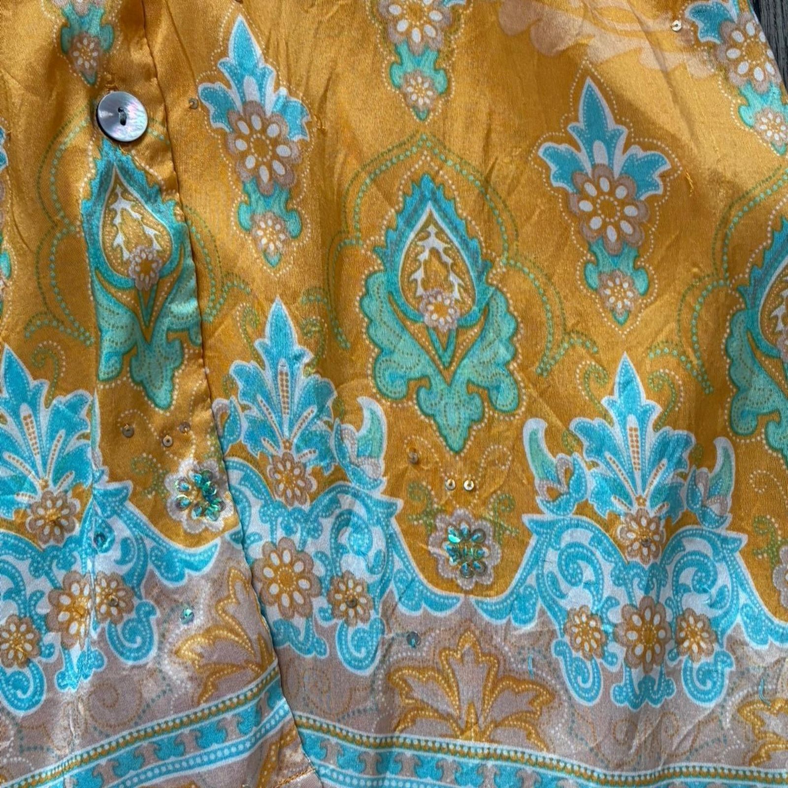 Other David Dart Silk Yellow & Blue Floral Button Up Size M / US 6-8 / IT 42-44 - 2 Thumbnail