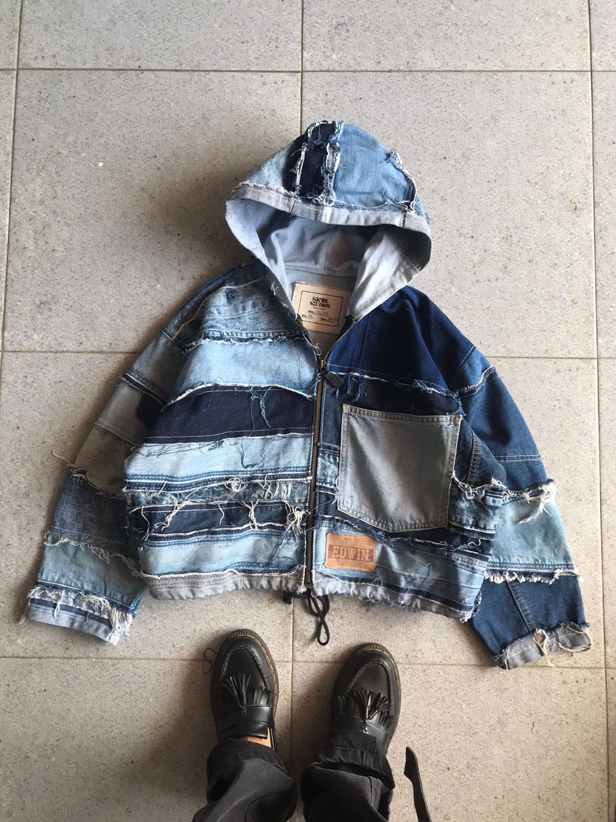 Handmade × Vintage Zipper Denim Jacket Upcycle Size US XL / EU 56 / 4 - 1 Thumbnail