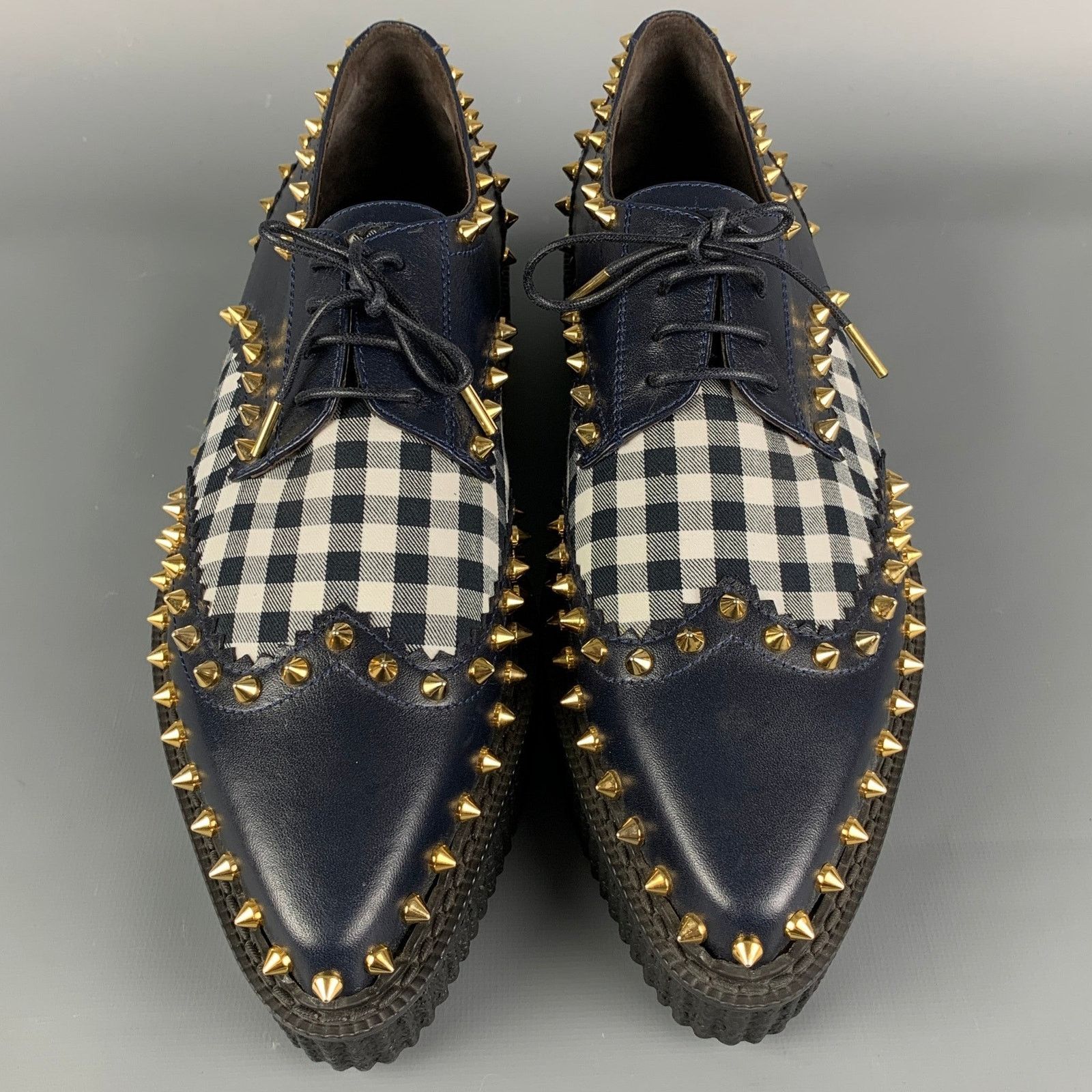 Michael Kors MICHAEL KORS 11 Navy White Leather Studded Platform Shoes Size US 11 / IT 41 - 4 Thumbnail