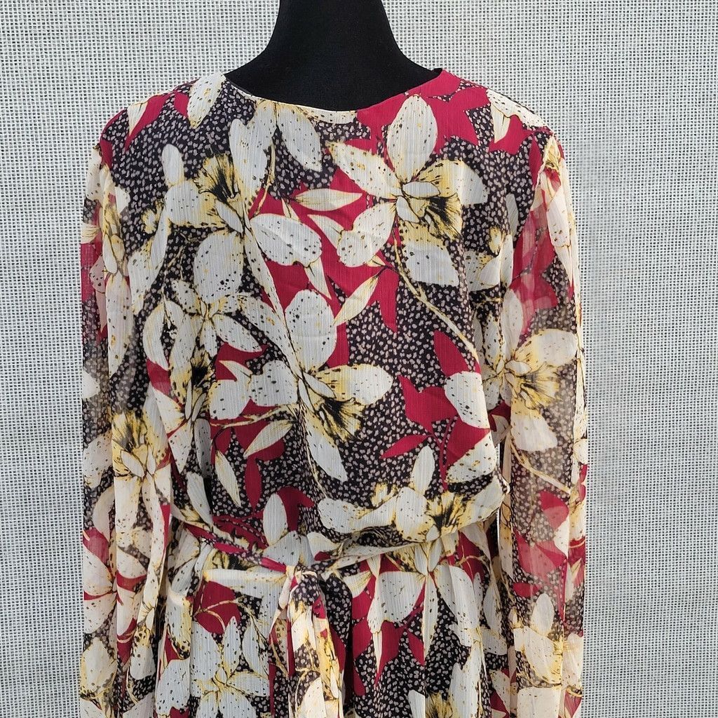 Bar III Bar III Floral Long-Sleeve Wrap V-neck Dress XX Lined NWT Size XXL / US 16-18 / IT 52-54 - 8 Thumbnail