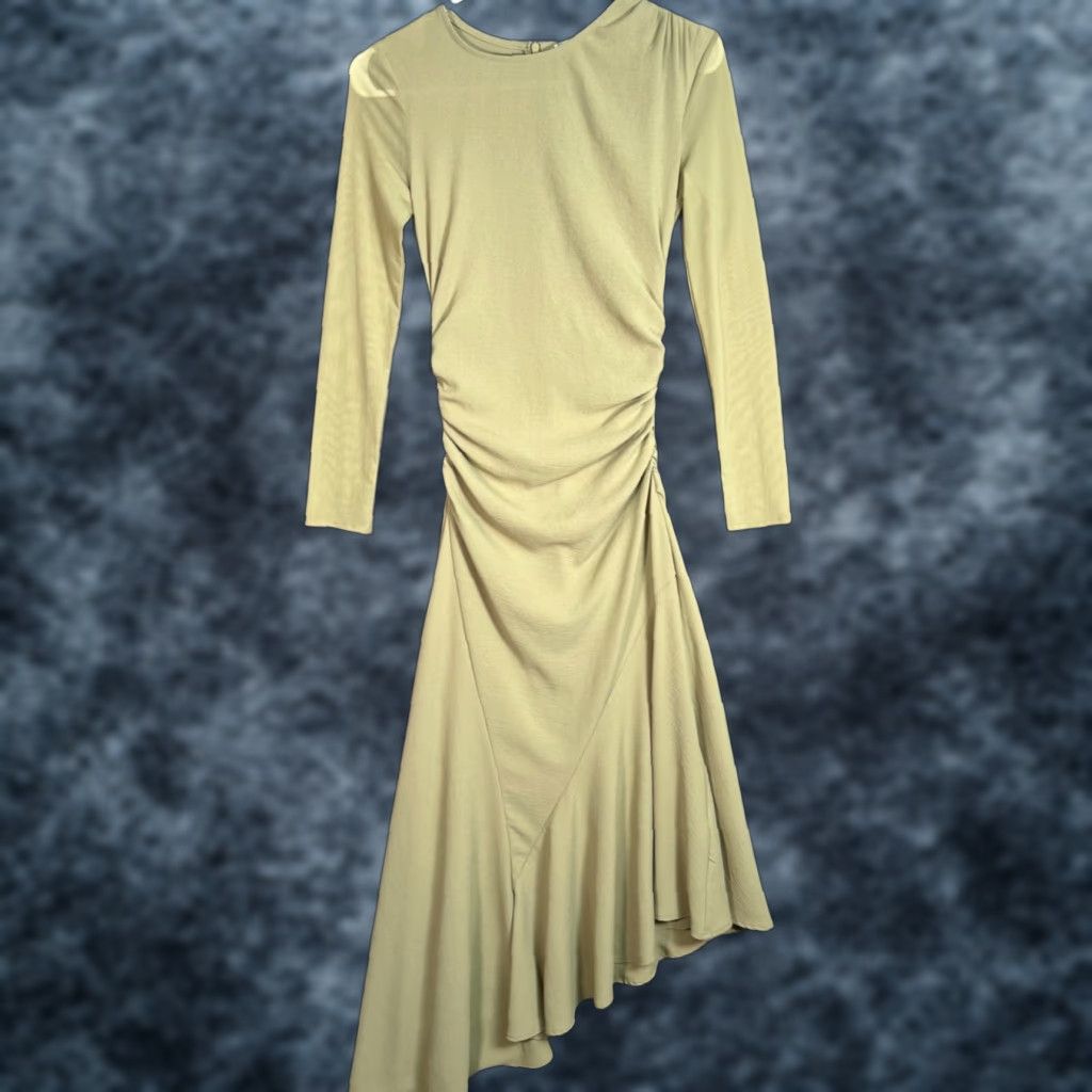 Zara Zara Green Asymmetrical Long Sleeve Dress XS Polyester Elastane Dress  Long XS Green Women Maxi A-Line Vintage No (adjusted to core rules) |  Grailed