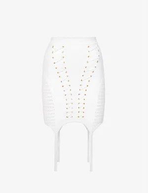 Balmain o1y0625 Mini Skirt in White Size 27" / US 4 / IT 40 - 1 Thumbnail