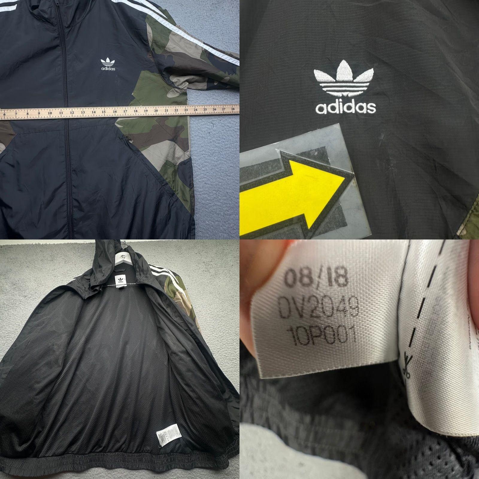 Adidas Adidas Originals Camo Windbreaker Hooded Jacket Mens Large Ripstop Camouflage Black Zip Full Zip Hooded Mens L Regular Size Size US L / EU 52-54 / 3 - 8 Thumbnail