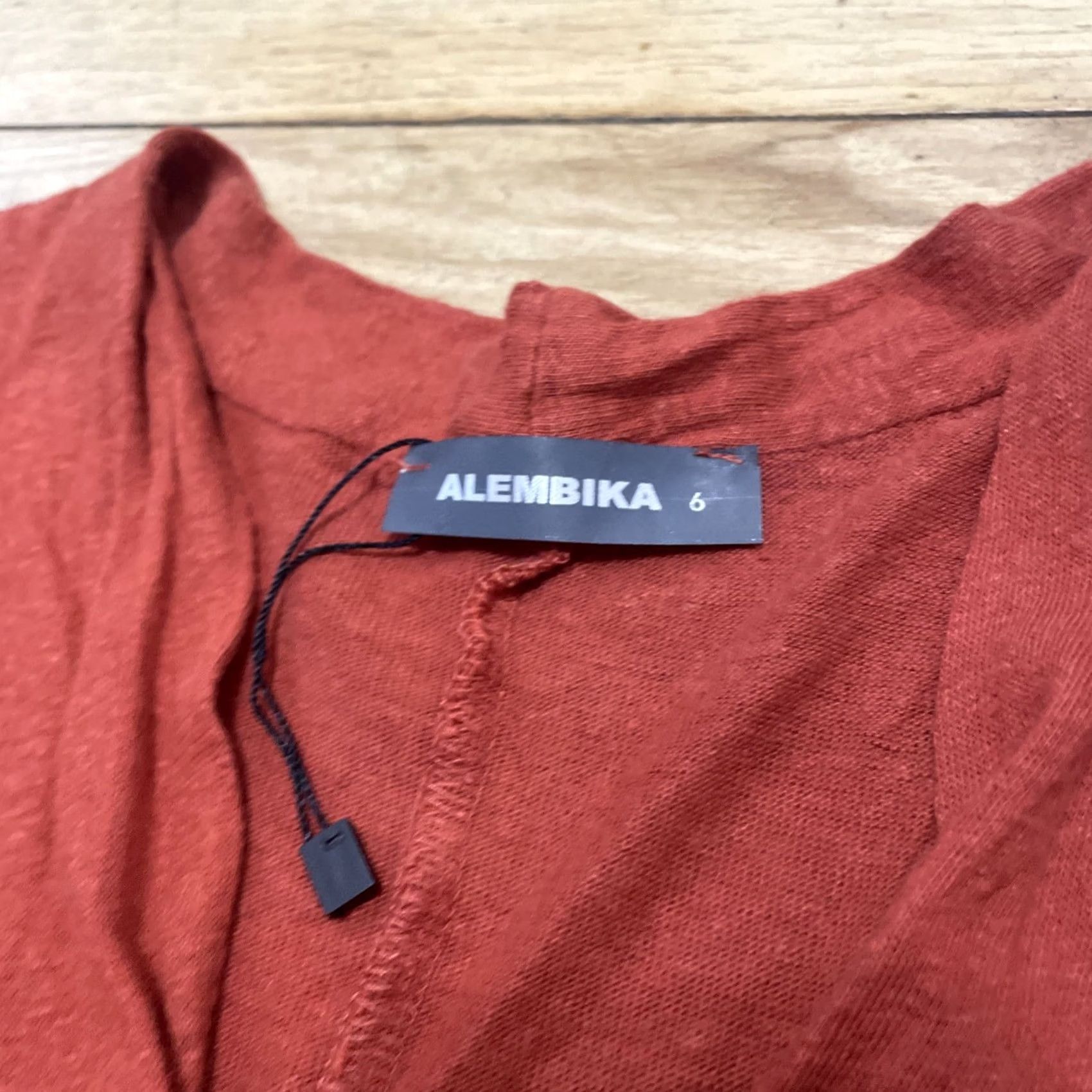 Vintage VINTAGE? Alembika Linen V-Neck Top Tunic Women 6 Burnt Orange Hi-Lo Oversized Boho Lagenlook Size M / US 6-8 / IT 42-44 - 5 Thumbnail