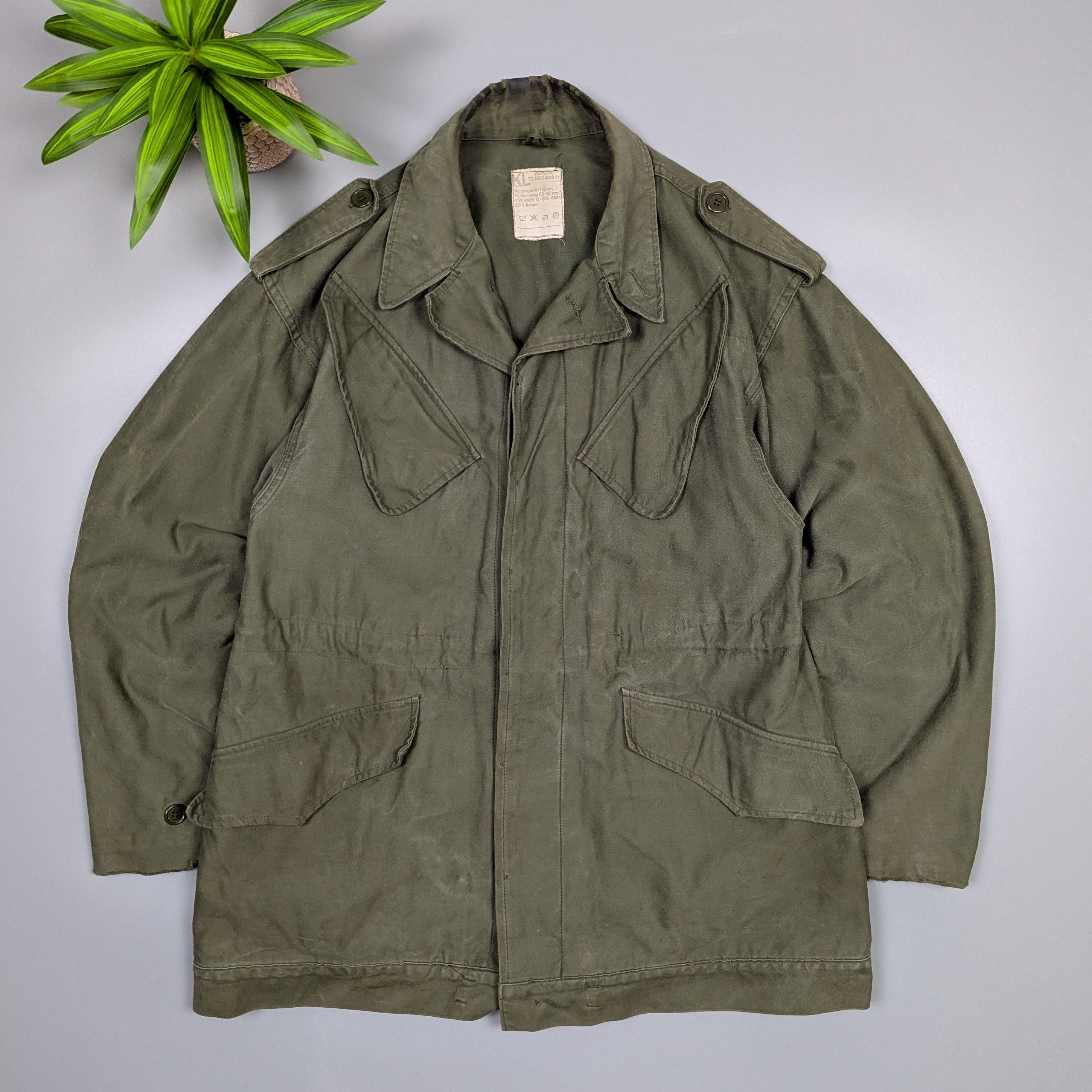Vintage 1980s Dutch Army Field Jacket Military Cotton Utility Coat Size US M / EU 48-50 / 2 - 2 Thumbnail