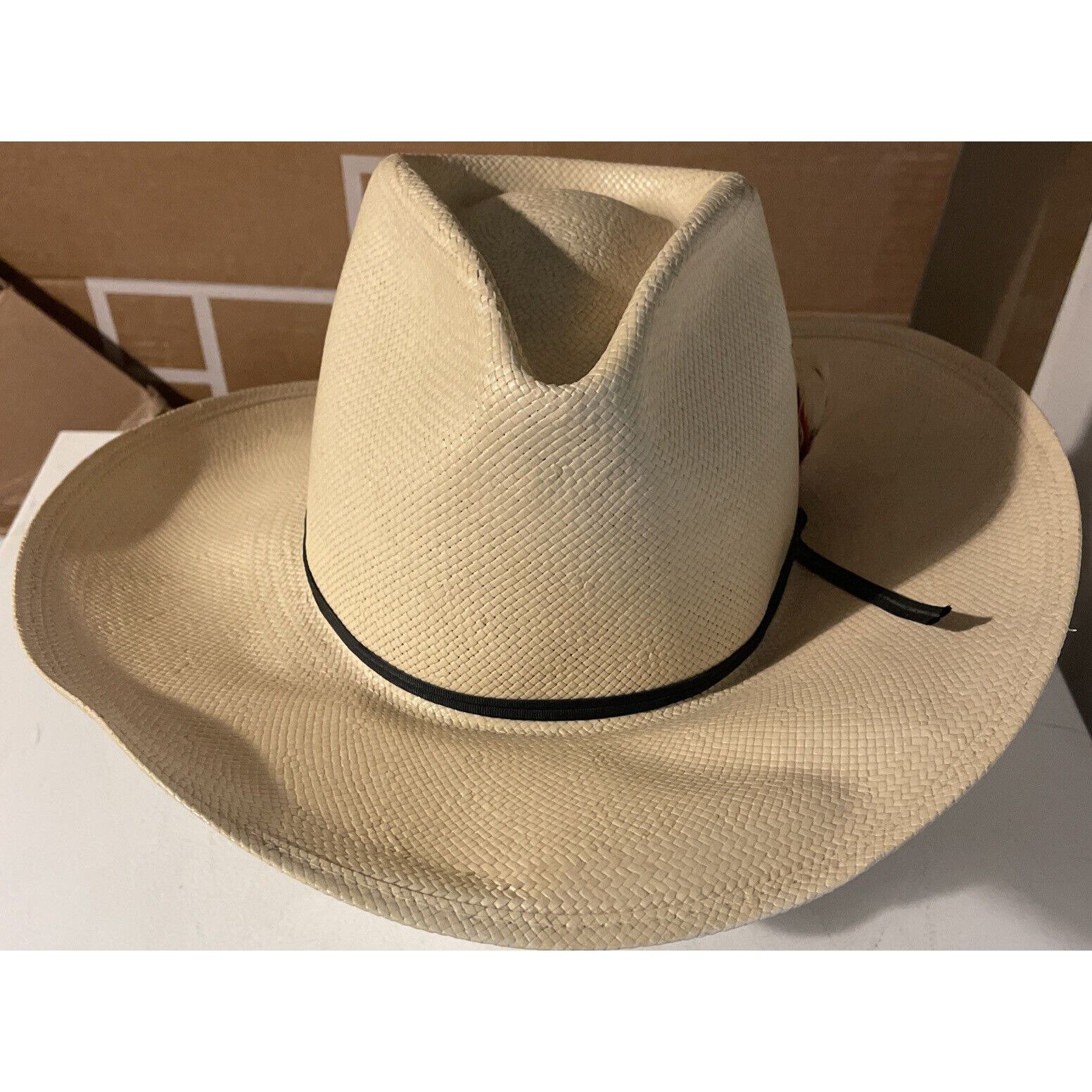 Vintage Stockman Resistol Ringo Straw Cowboy Hat w/Feather