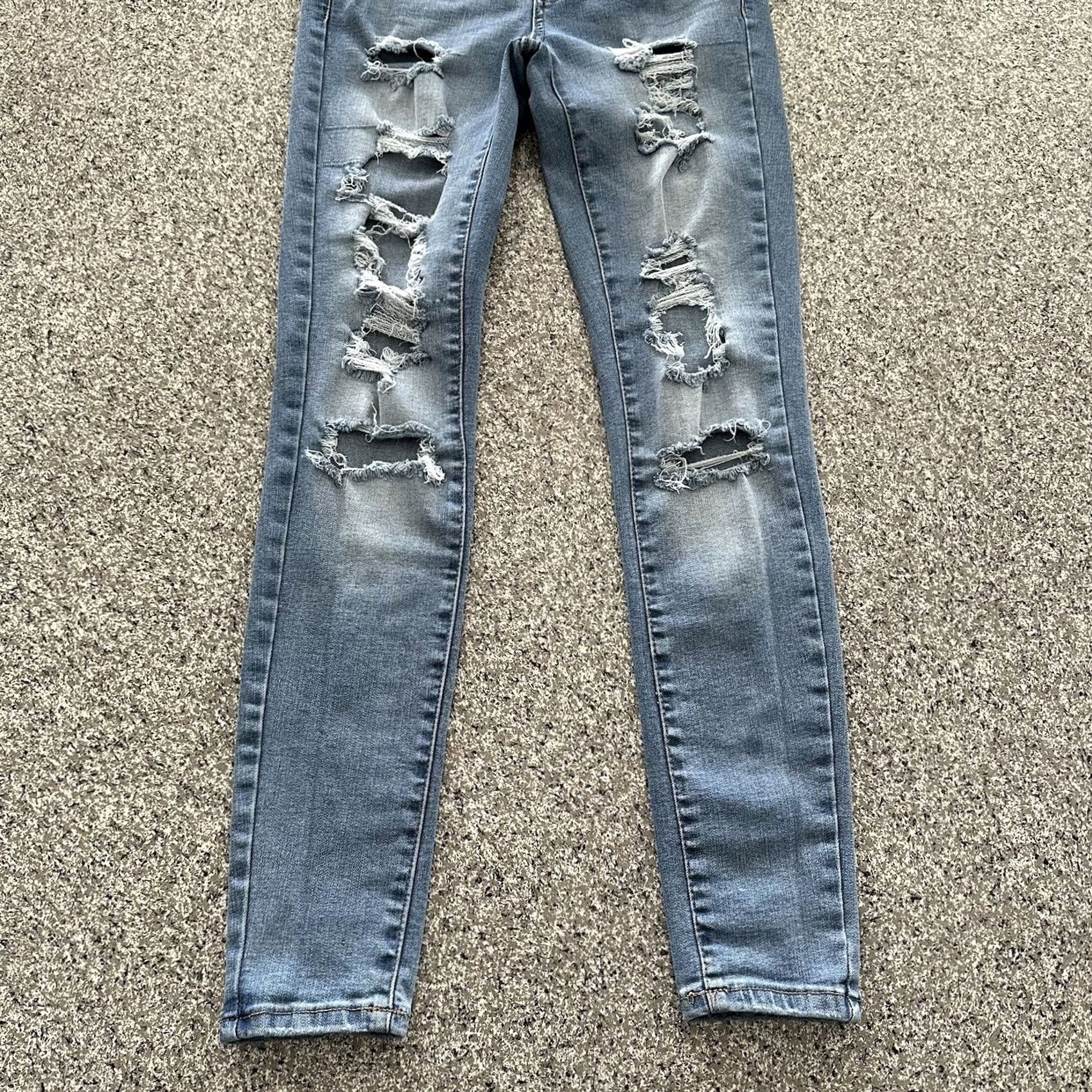 Vintage Aéropostale Jeans Womens 6 Reg 24x27 High Rise Jegging Distressed Blue Pants Jeans Women XS? Size 42" / US 20 - 3 Thumbnail