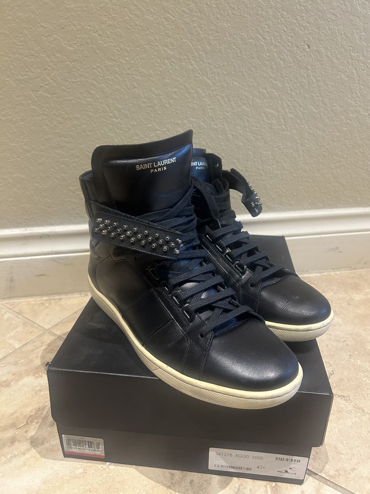 Saint Laurent Paris Saint Laurent black leather studded hightop SL/14h Size US 10.5 / EU 43-44 - 1 Thumbnail
