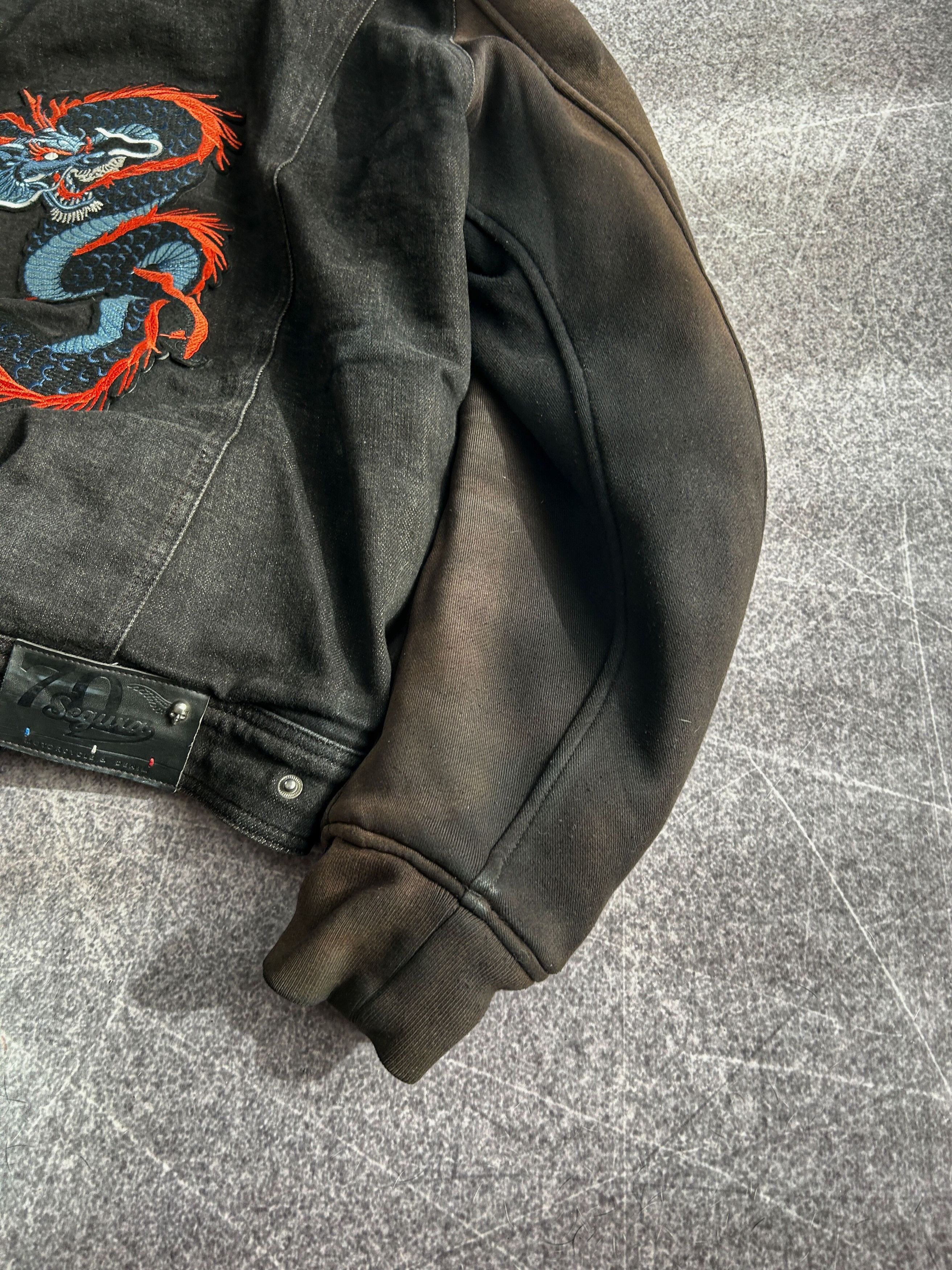 Vintage Dragon Embroidered Denim Jacket Japanese Style Black Size US XL / EU 56 / 4 - 11 Thumbnail