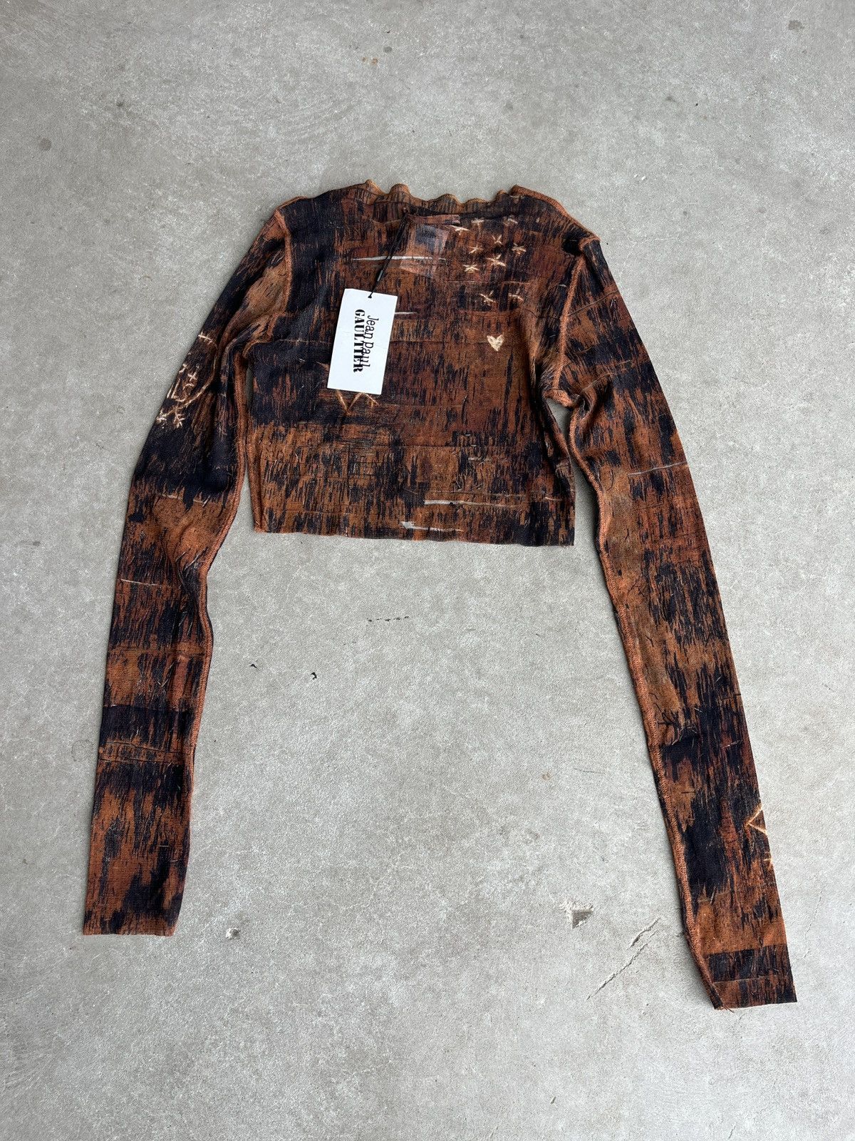Jean Paul Gaultier × KNWLS Jean Paul Gaultier x KNWLS Printed Mesh Crop Top (unisex) Size XL / US 12-14 / IT 48-50 - 7 Thumbnail