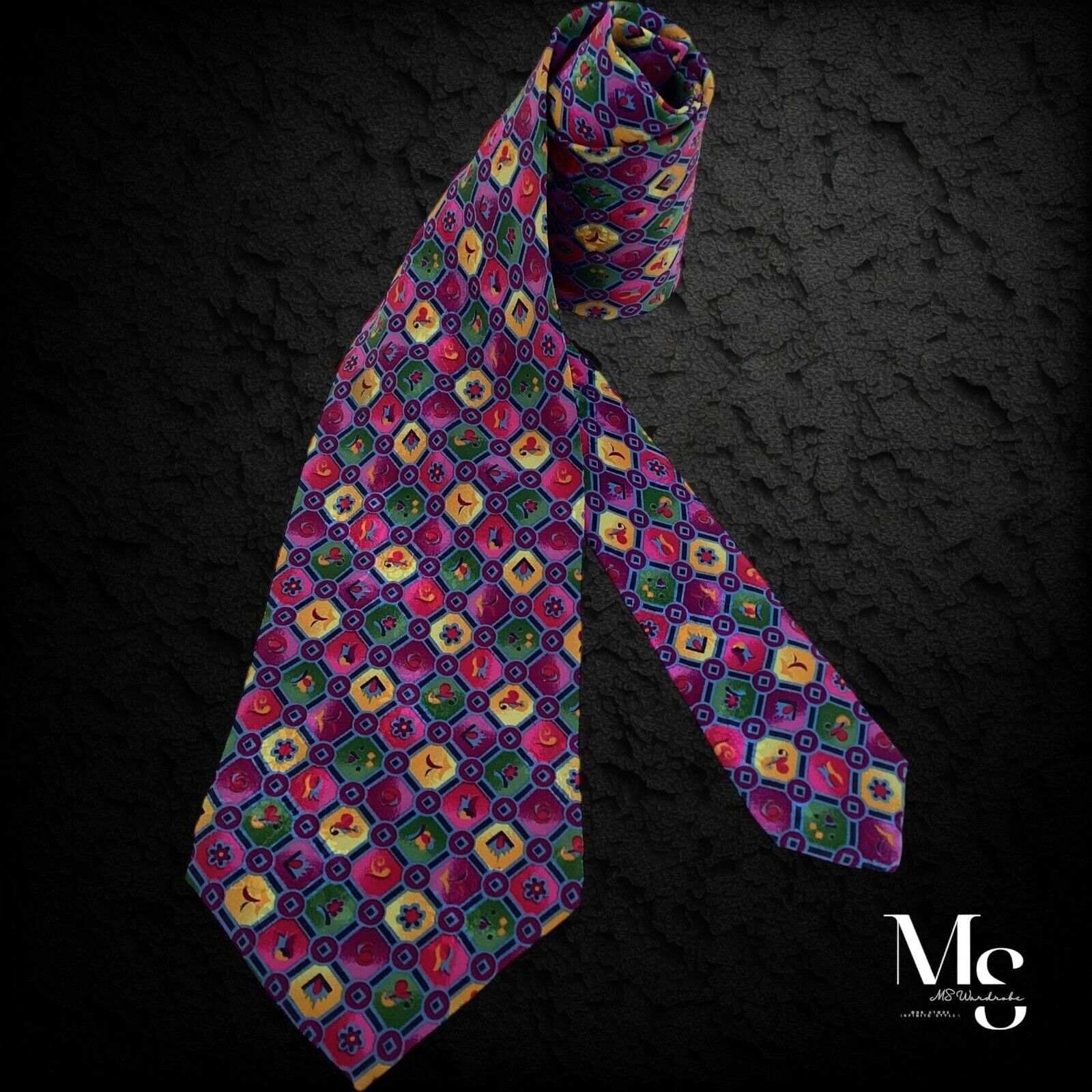 Brioni BRIONI Burgundy Green Geometric Floral Silk Tie H.Made Italy Size ONE SIZE - 1 Thumbnail