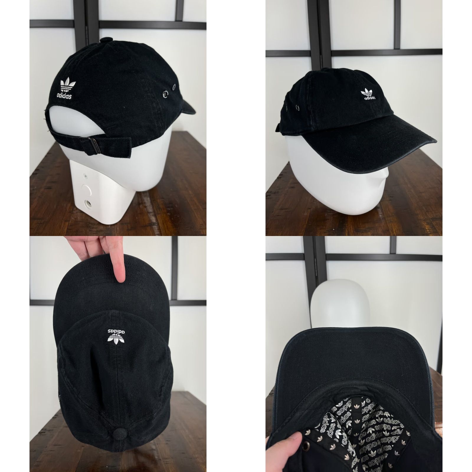 Adidas Adidas Hat Cap Strap Back Adult One Size Black Cotton Embroidered 3 Stripe Twill Size ONE SIZE - 8 Thumbnail