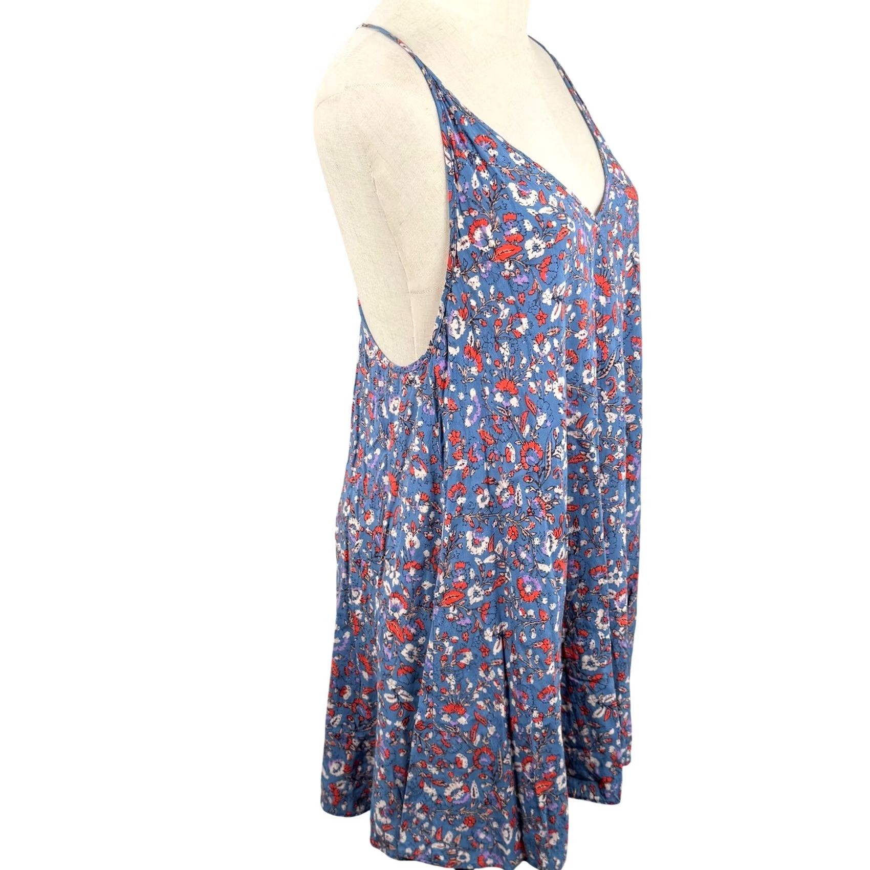 Free People VINTAGE? No — Intimately Free People Morning Slip Dress S Blue Paisley Racerback Boho Summer Size S / US 4 / IT 40 - 4 Thumbnail