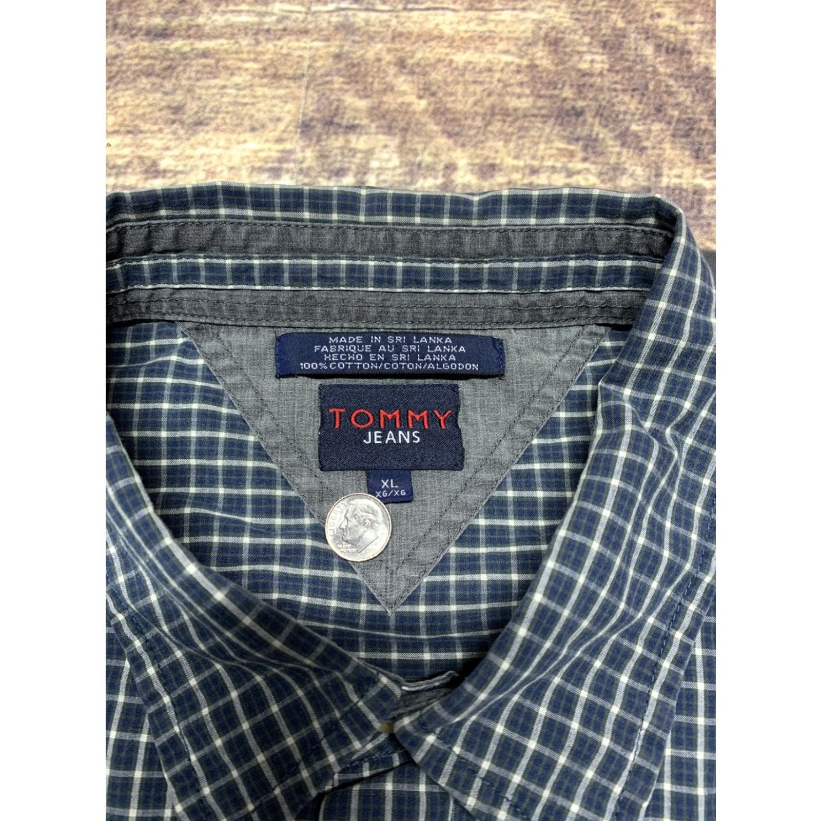 Vintage Tommy Jeans Long Sleeve Shirt Mens XL Blue Plaid Button-Down Pocket 90s Style Regular Fit Size US XL / EU 56 / 4 - 2 Thumbnail