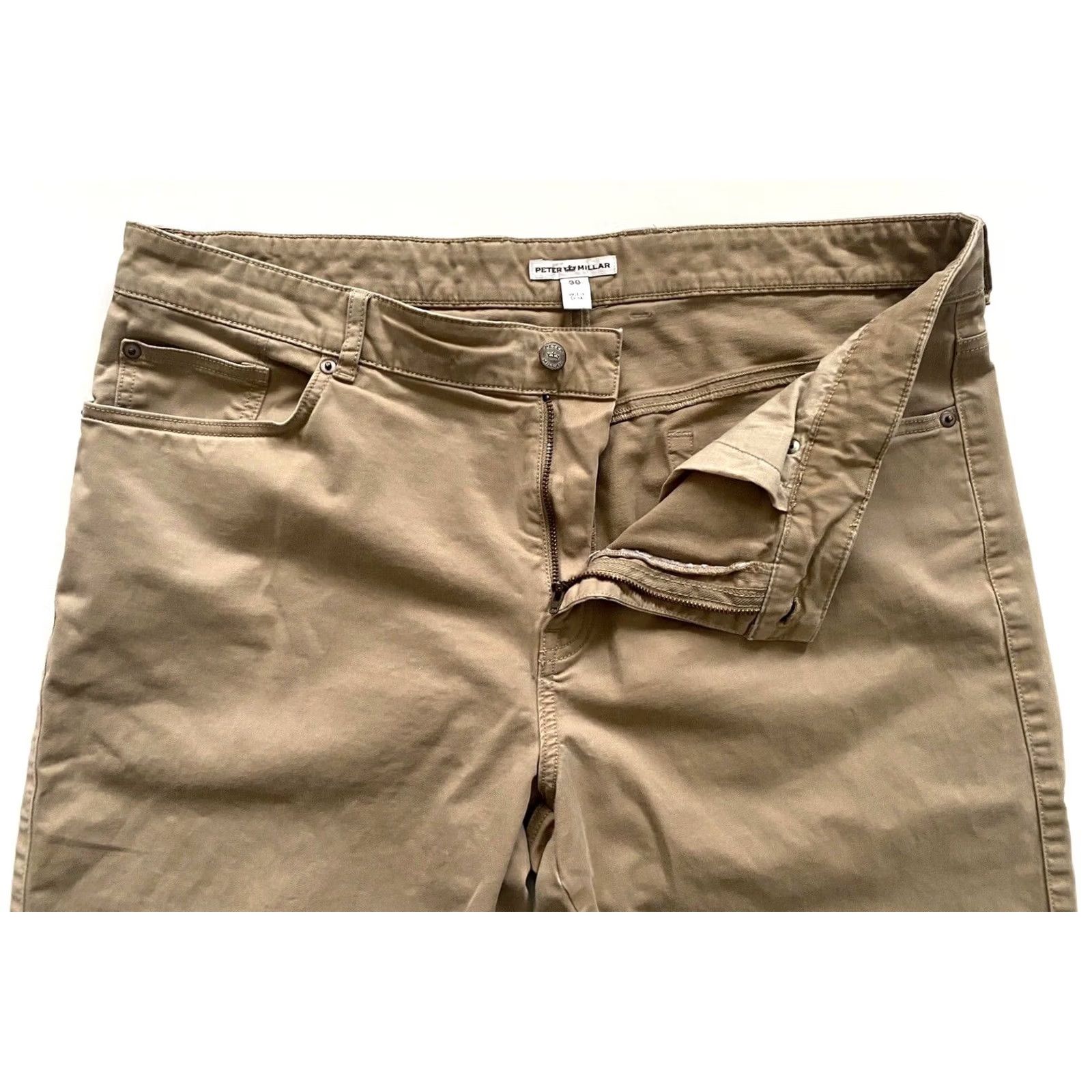 Peter Millar Peter Millar Men's Ultimate Sateen Five-Pocket Pants Sz 38 Beige Chino Regular Slim Straight Belt Loops 32in Inseam Size US 38 / EU 54 - 4 Thumbnail