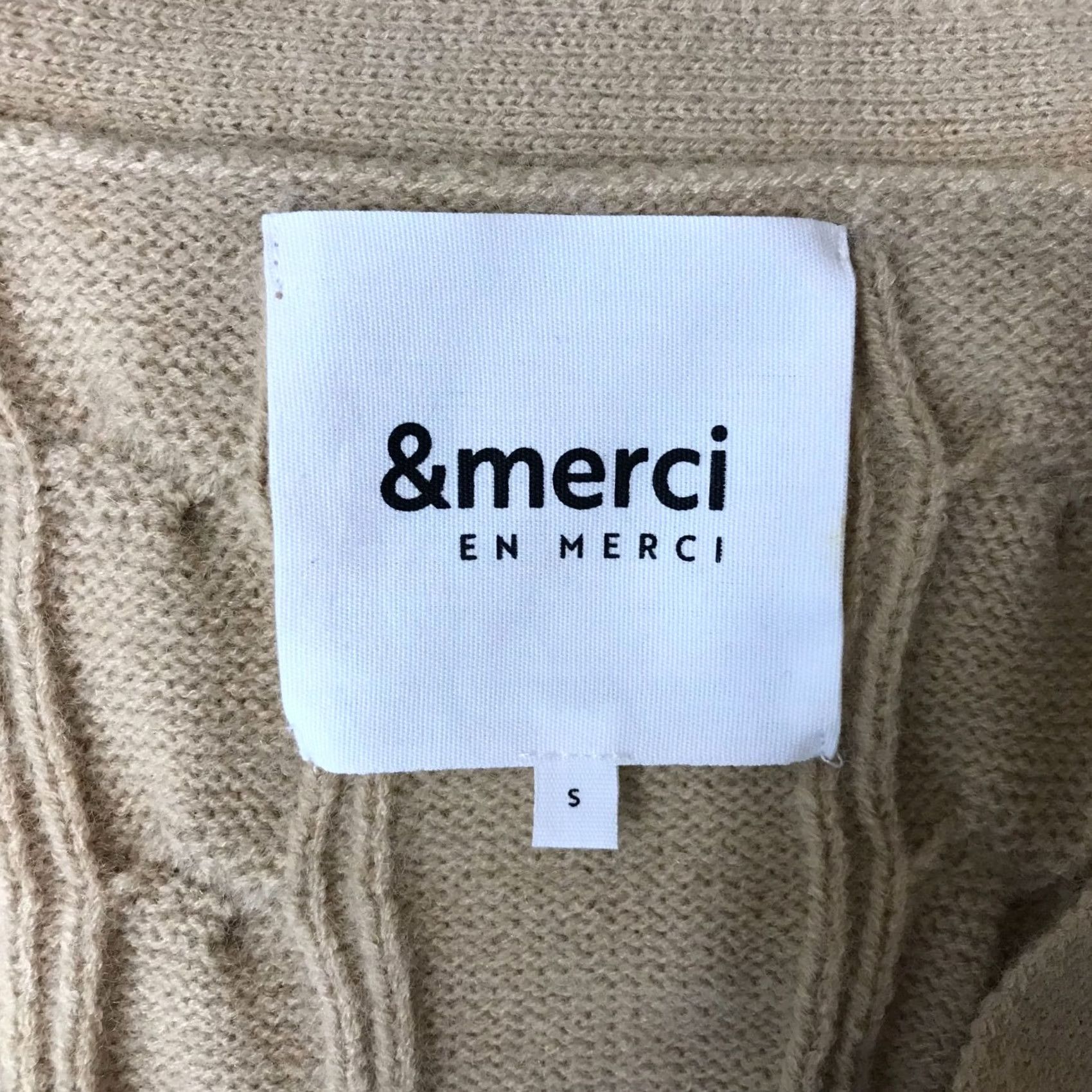 Vintage & MERCI Cardigan Women’s S Tan Long Sleeve Cable Knit V Neck Wool Blend/ Knit Size S / US 4 / IT 40 - 7 Thumbnail