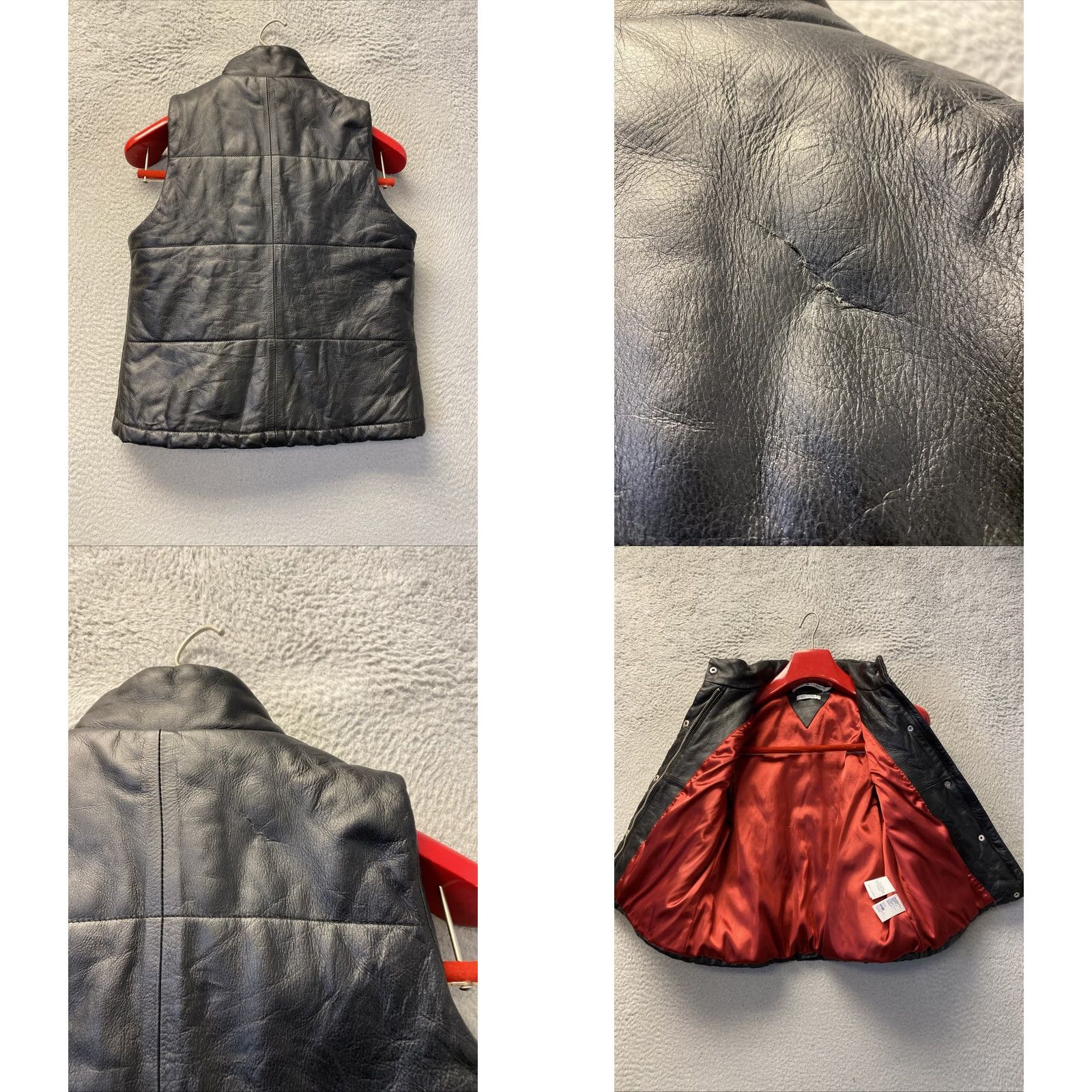Tommy Hilfiger VTG Tommy Hilfiger Vest Women M Black Leather Hip Zipper Snap 100% Leather Red Lining TH Vintage Black Vest Womens M Size M / US 6-8 / IT 42-44 - 8 Thumbnail
