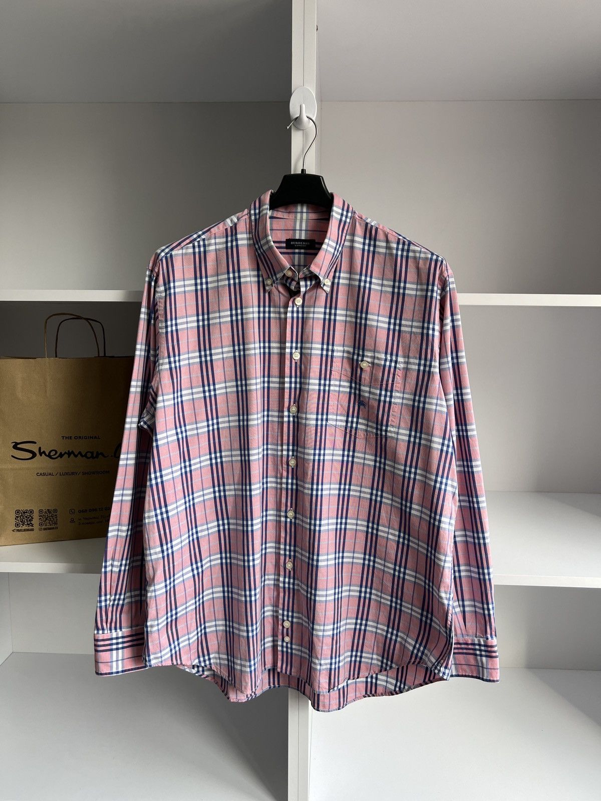 Burberry × Vintage VintageBurberry Check Button-Down Shirt Pink Checked Size US L / EU 52-54 / 3 - 3 Thumbnail