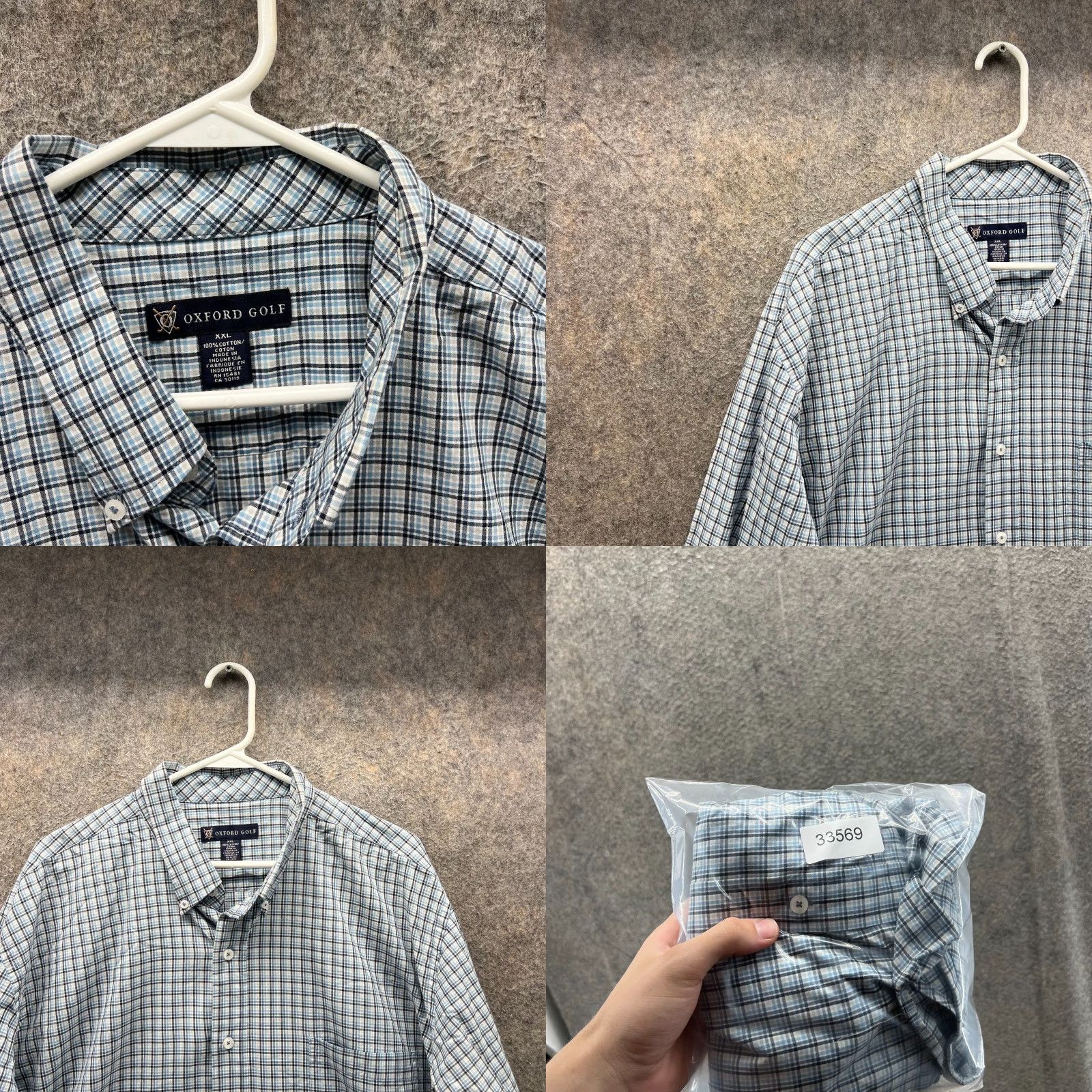 Vintage VINTAGE? No - Oxford Shirt Mens XXL Blue White Button Down Glen Check Cotton Golf Gingham 2XL Size US XXL / EU 58 / 5 - 8 Thumbnail