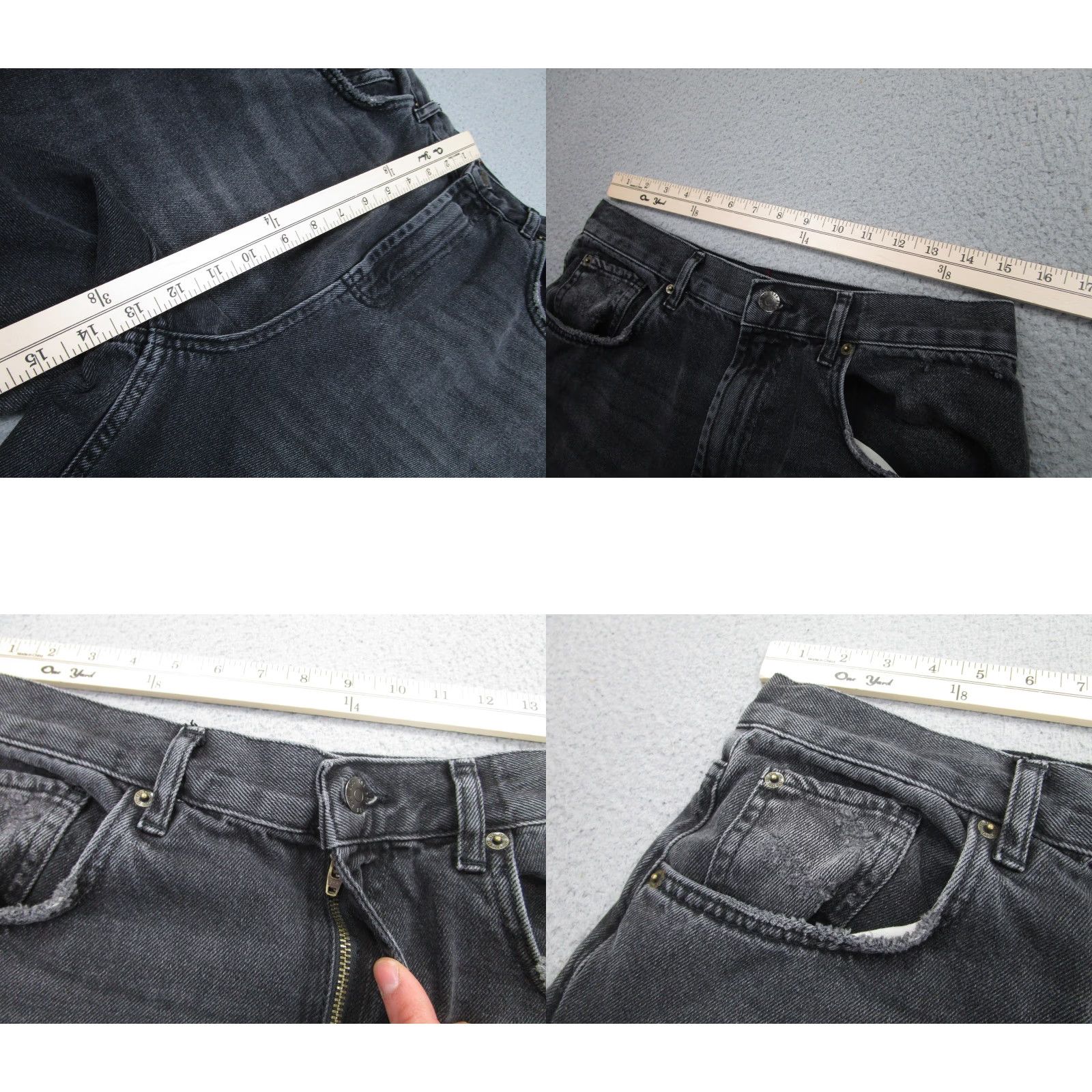 Bdg BDG Skater Baggy Jeans Womens 31x30 Black Wide-Leg Y2K 90s Grunge Skatewear Distressed Size 24" / US 00 / IT 34 - 8 Thumbnail