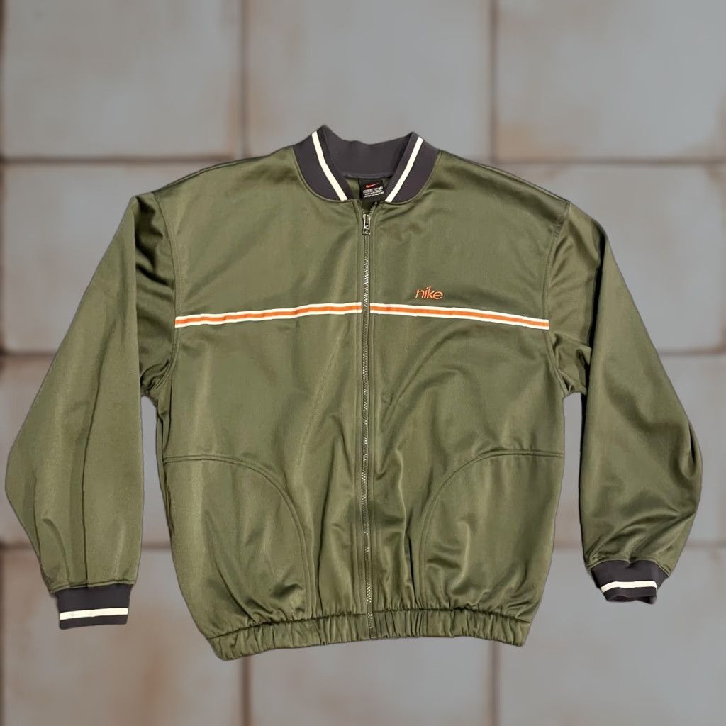 Nike VINTAGE Nike Track Jacket Mens XL Green Orange Full Zip Athletic Polyester Size US XL / EU 56 / 4 - 1 Thumbnail