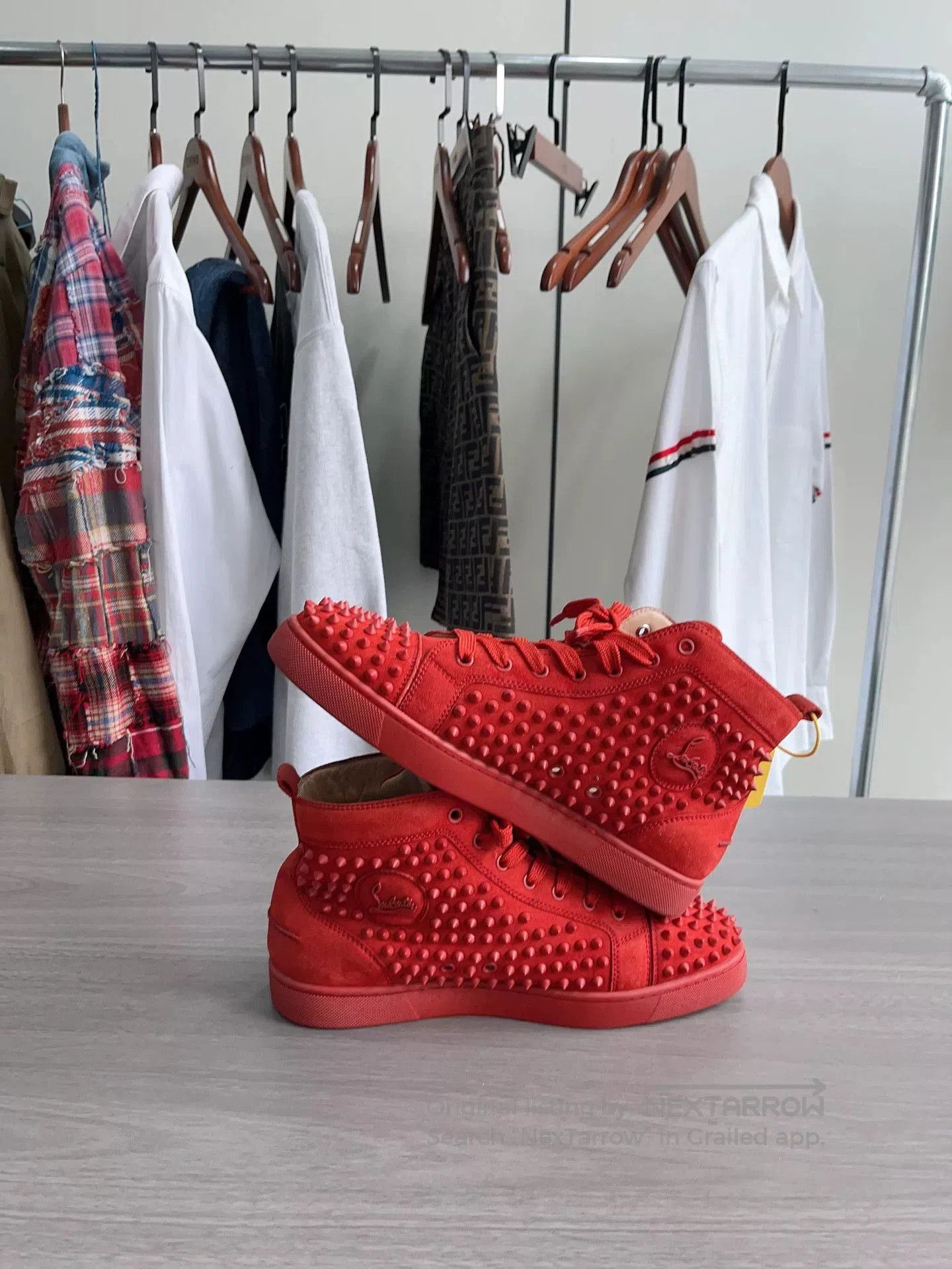 Christian Louboutin Christian Louboutin Red Studded High-Top Shoes. Size US 9.5 / EU 42-43 - 6 Thumbnail
