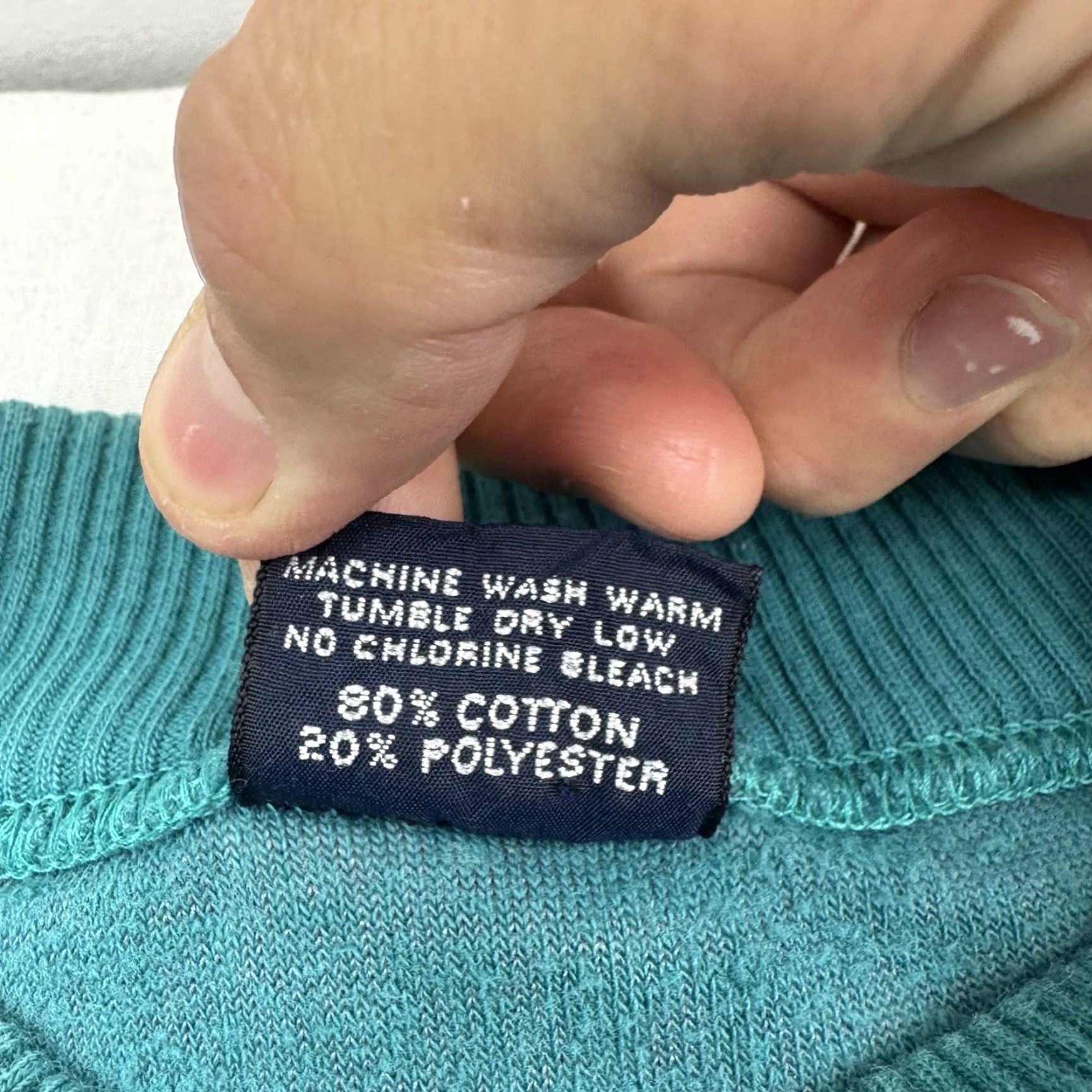 Velour VINTAGE Chesterfield Sweatshirt Adult Large Blue Striped Pullover 80s USA Mens Size US L / EU 52-54 / 3 - 3 Thumbnail