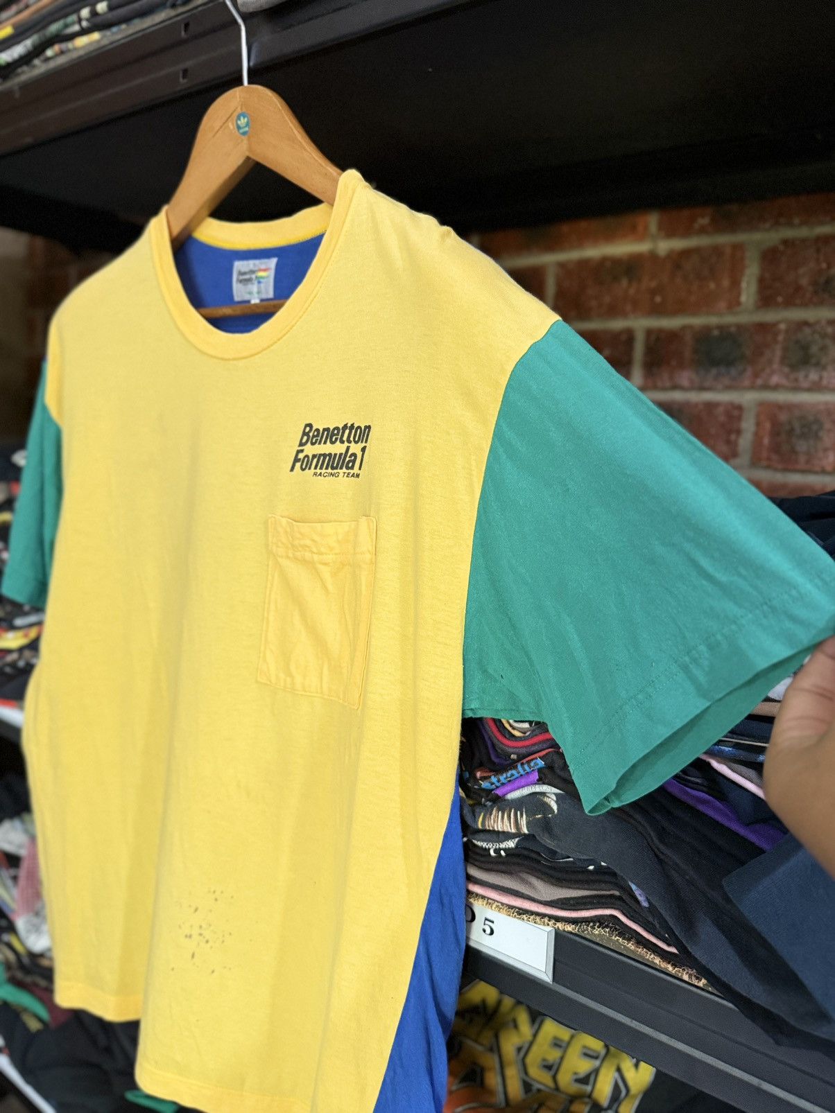 Formula 1 Vintage Benetton Formula 1 Racing Team Hypecolour Pocket Tee Size US L / EU 52-54 / 3 - 7 Thumbnail