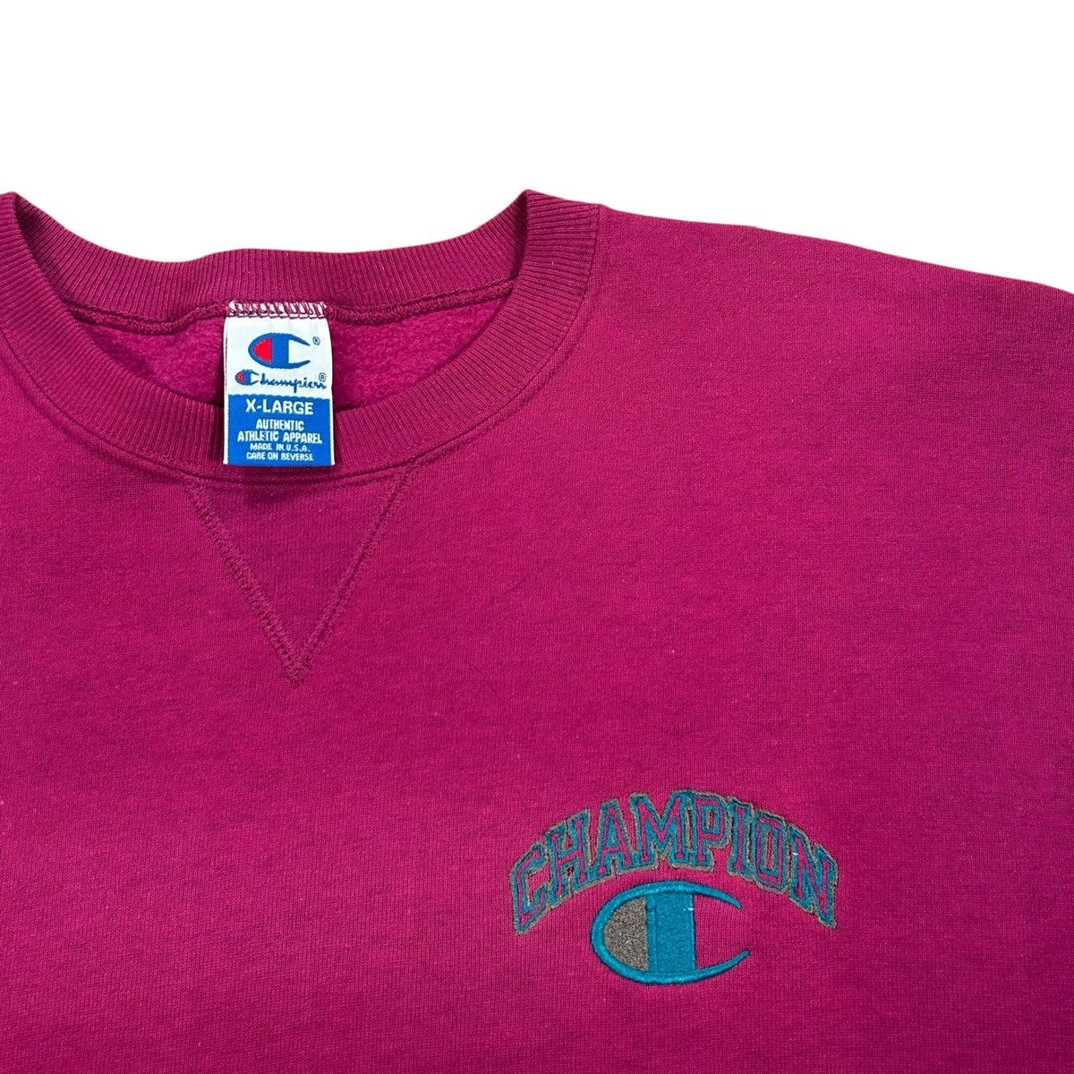 Champion Vintage 90s Champion Purple Embroidered Logo Sweatshirt Size US XL / EU 56 / 4 - 2 Thumbnail