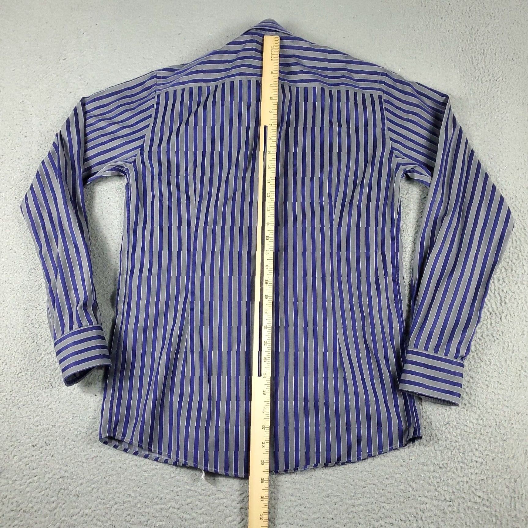 Eton VINTAGE Etón Dress Shirt Mens Size 15.5 Blue Striped Long Sleeve Business Casual Formal Size 40R - 3 Thumbnail