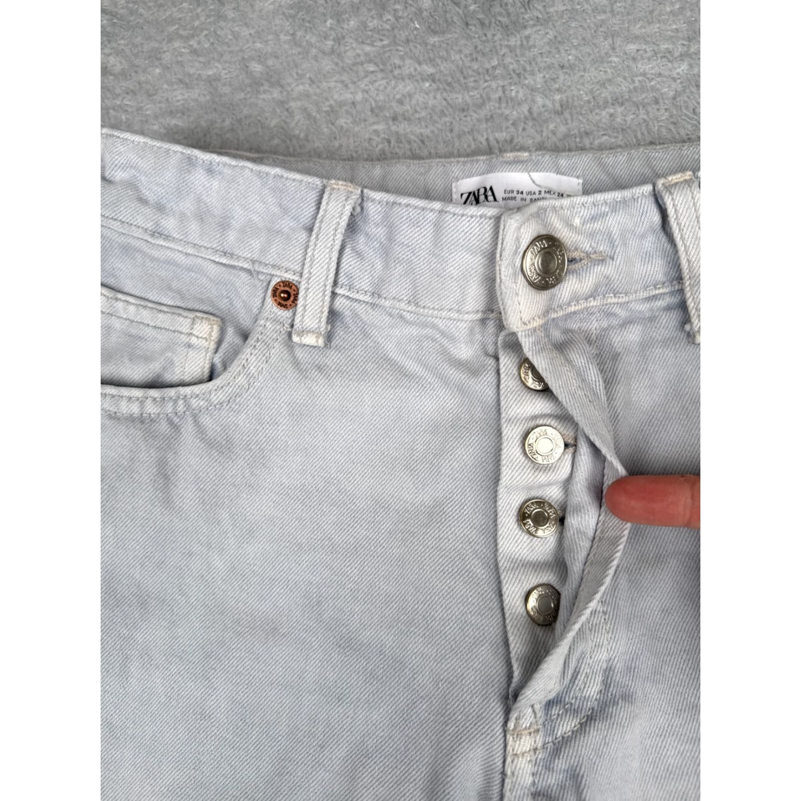 Zara Zara Jeans Womens 2 Blue Denim The Grunge Pant Wide Leg Mid Rise Cotton 27x25 Size 26" / US 2 / IT 38 - 5 Thumbnail