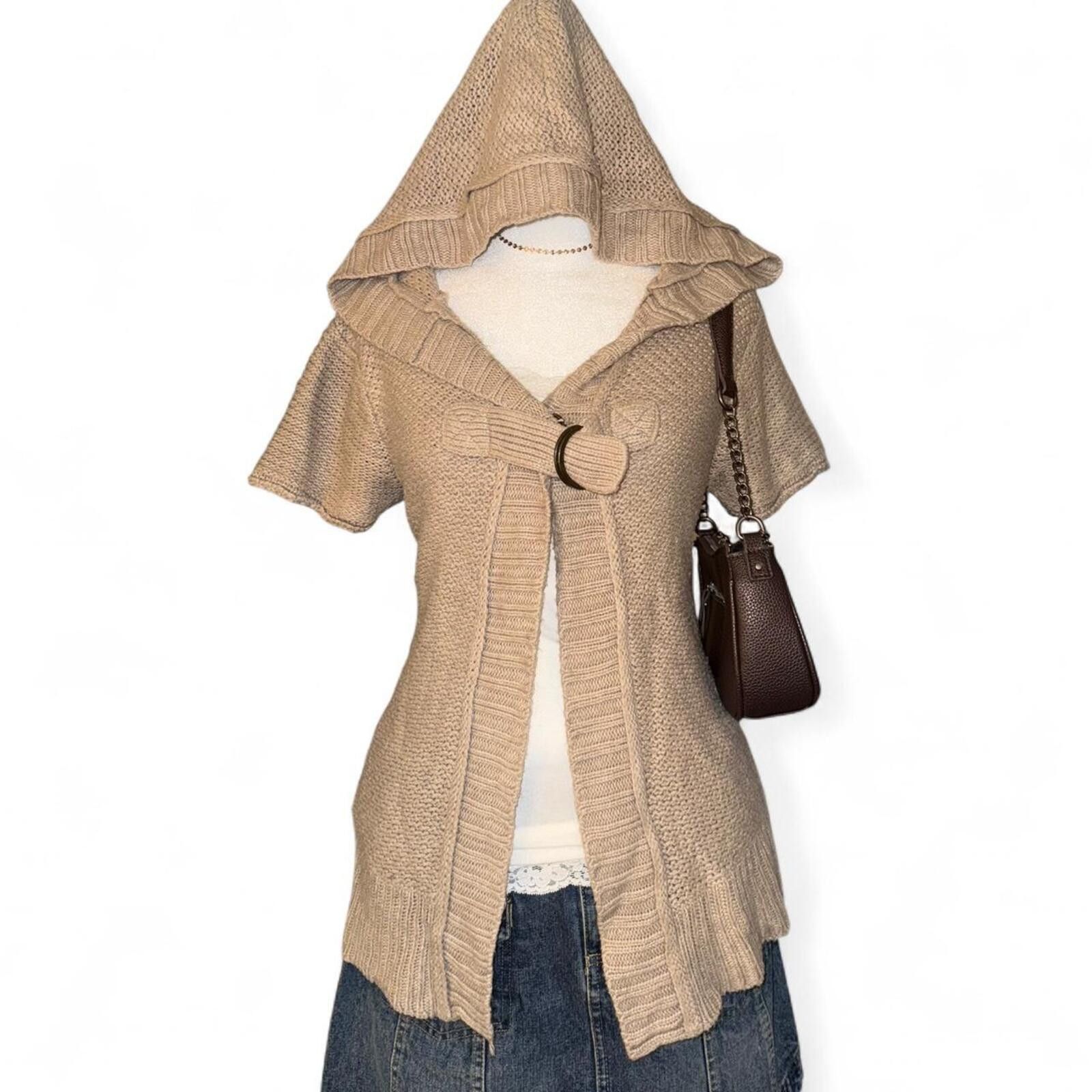 Other Vintage Y2K Tan Maurice’s Knit Cardigan Size M / US 6-8 / IT 42-44 - 1 Thumbnail