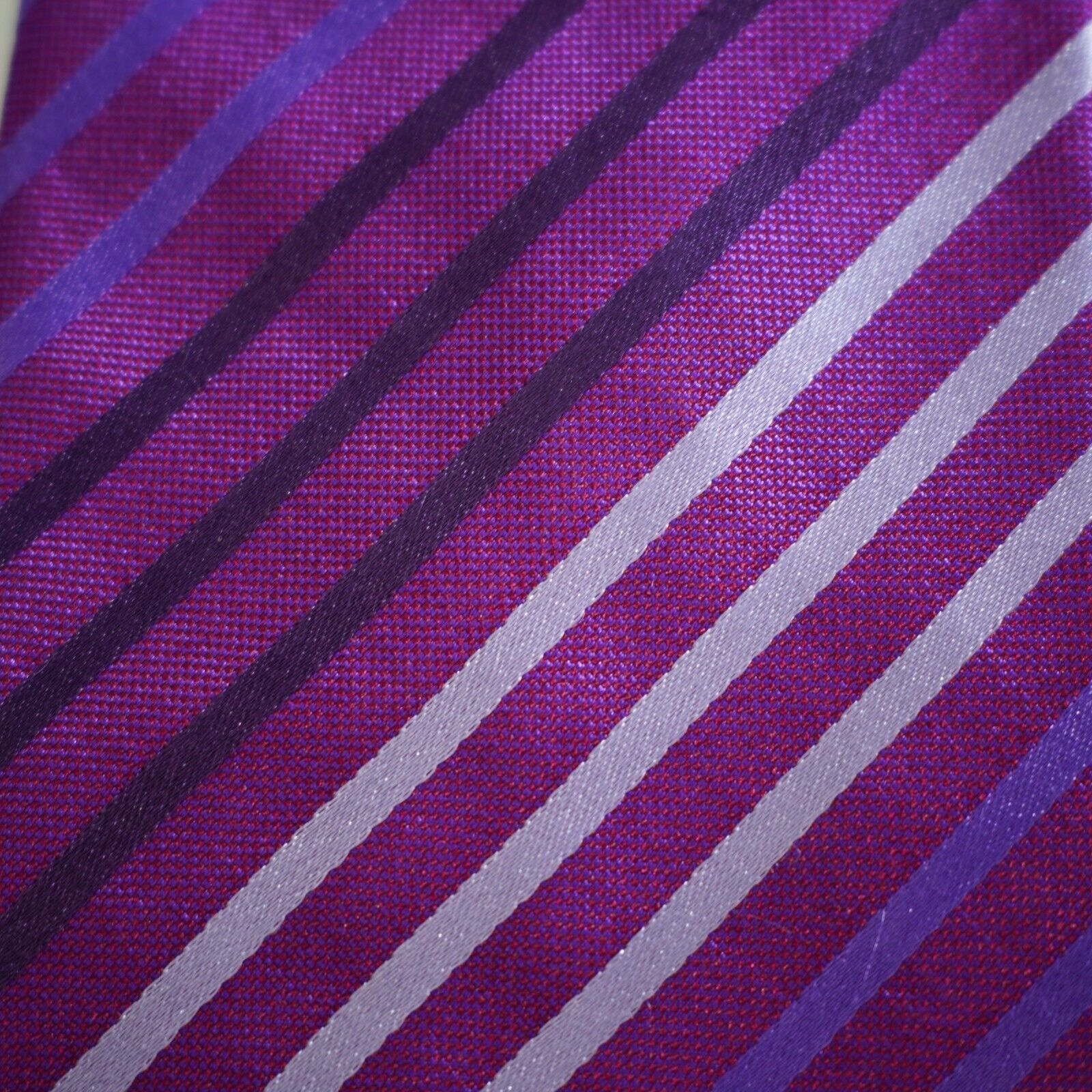 BCBGeneration BCBG Attitude Purple Woven Striped Silk Tie Size ONE SIZE - 2 Thumbnail
