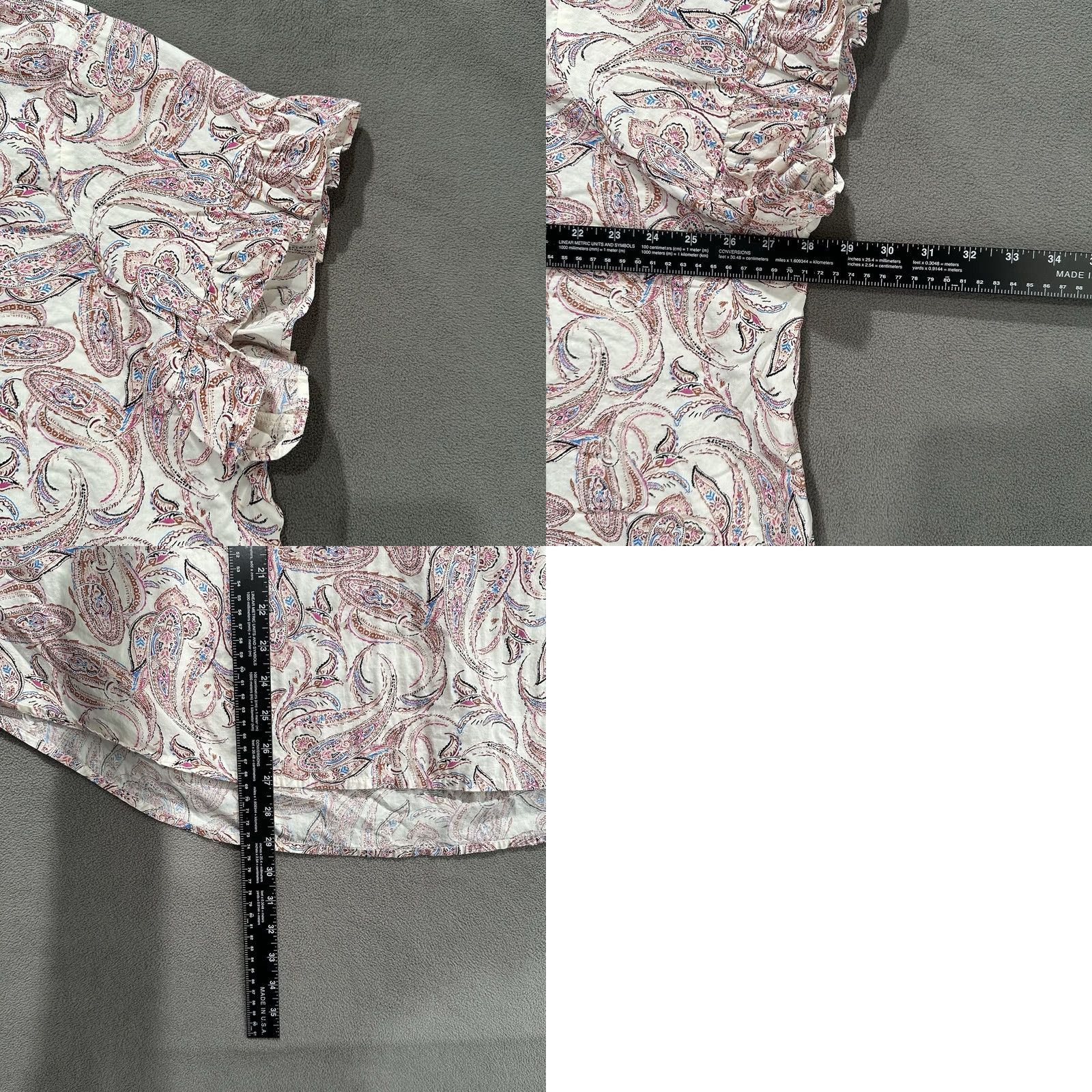 Vintage Lane Bryant Blouse Womens 20 Pink Paisley Rufffle Short Sleeve Collared Pullover Relaxed Plus Size Size 3XL / US 20-22 - 8 Thumbnail