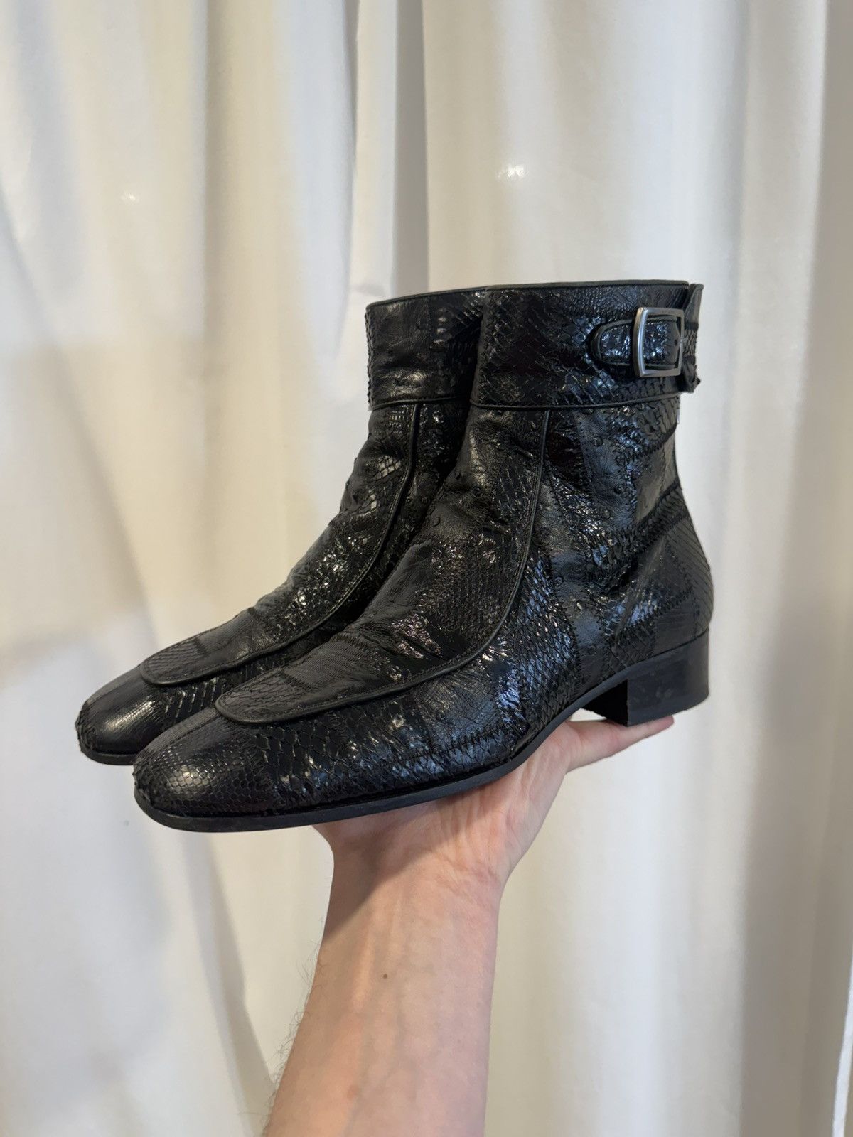 Saint Laurent Paris Saint Laurent Paris Miles Boot in Ostrich, Python and Lizard Size US 7 / EU 40 - 1 Thumbnail