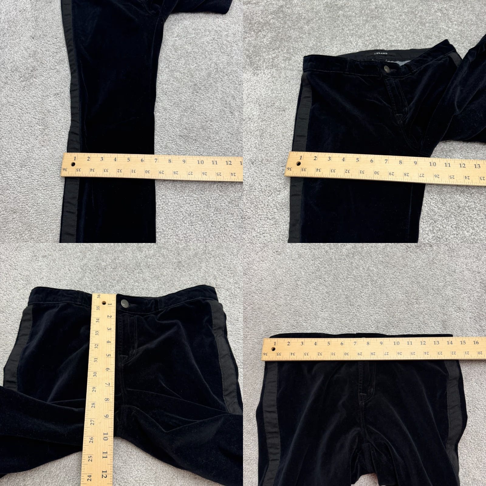 J Brand J Brand Katharine Velvet Tuxedo Striped Trouser Pants Womens 27 Black Mid Rise Size 27" / US 4 / IT 40 - 9 Thumbnail