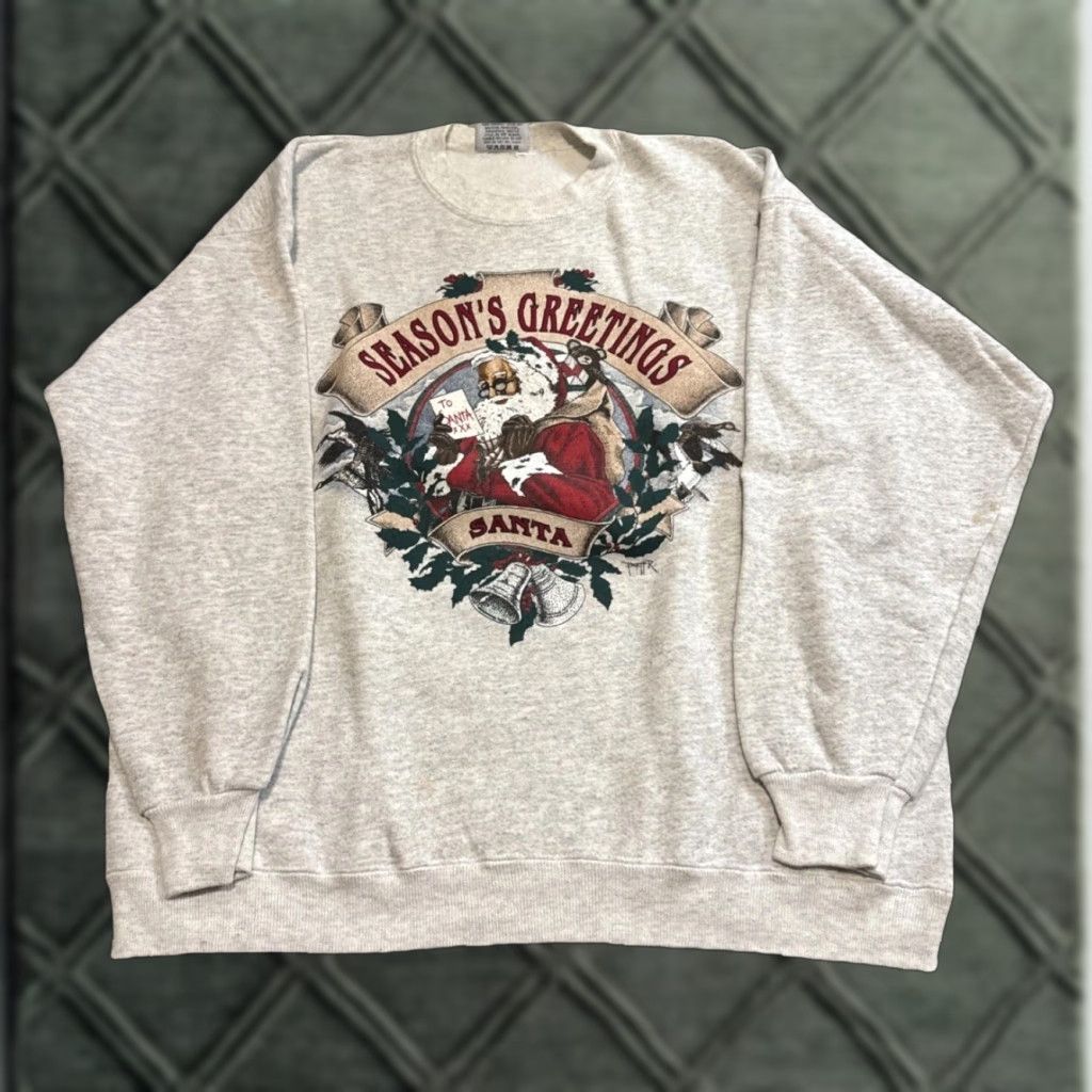 Vintage VINTAGE 90s Santa Claus Christmas Holiday Season’s Greetings Crewneck Sweatshirt XL Gray Men Size US XL / EU 56 / 4 - 1 Thumbnail
