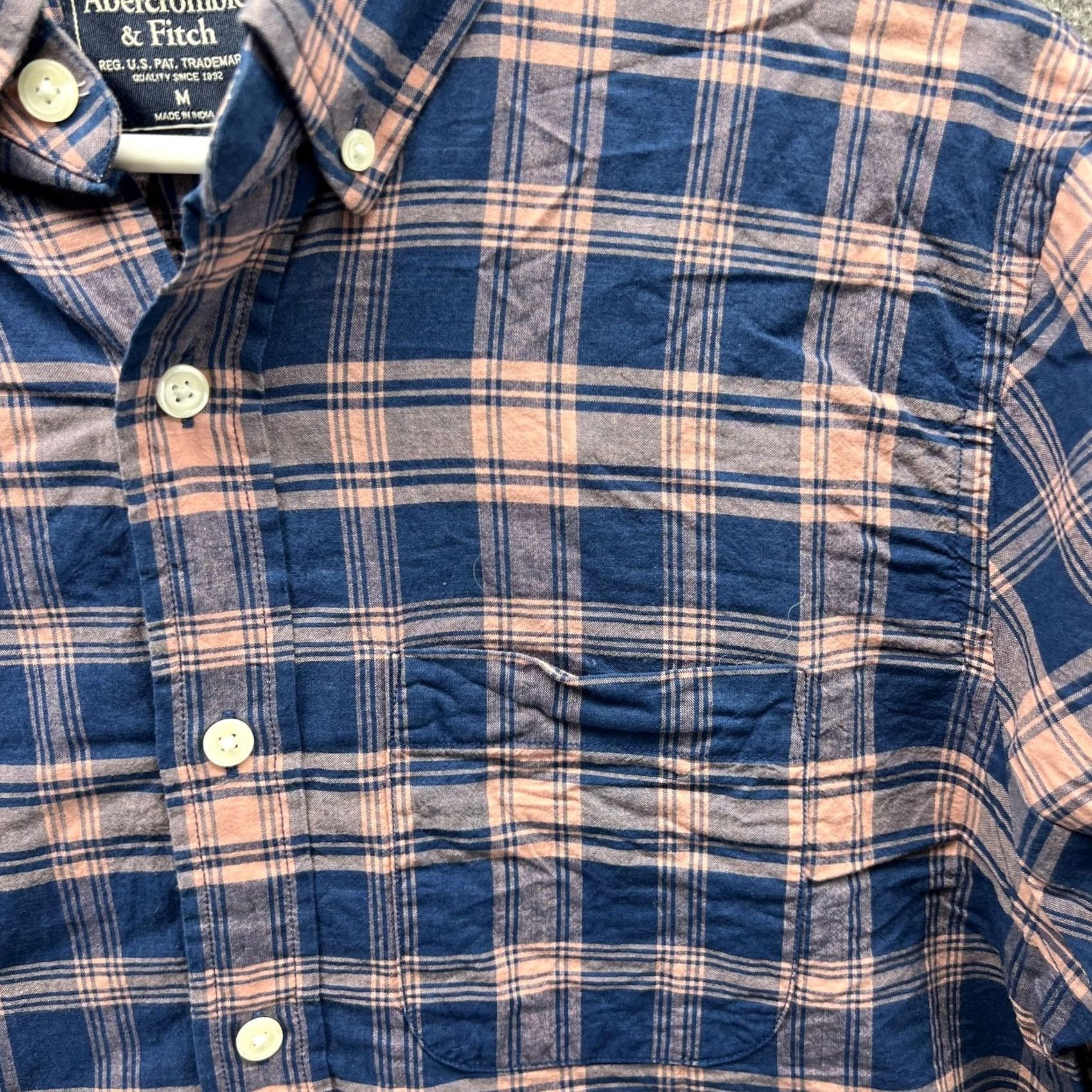 Abercrombie & Fitch Abercrombie & Fitch Shirt Mens Medium Blue Plaid Flannel Long Sleeve Button-Up Casual Fall Slim"} Size US M / EU 48-50 / 2 - 6 Thumbnail