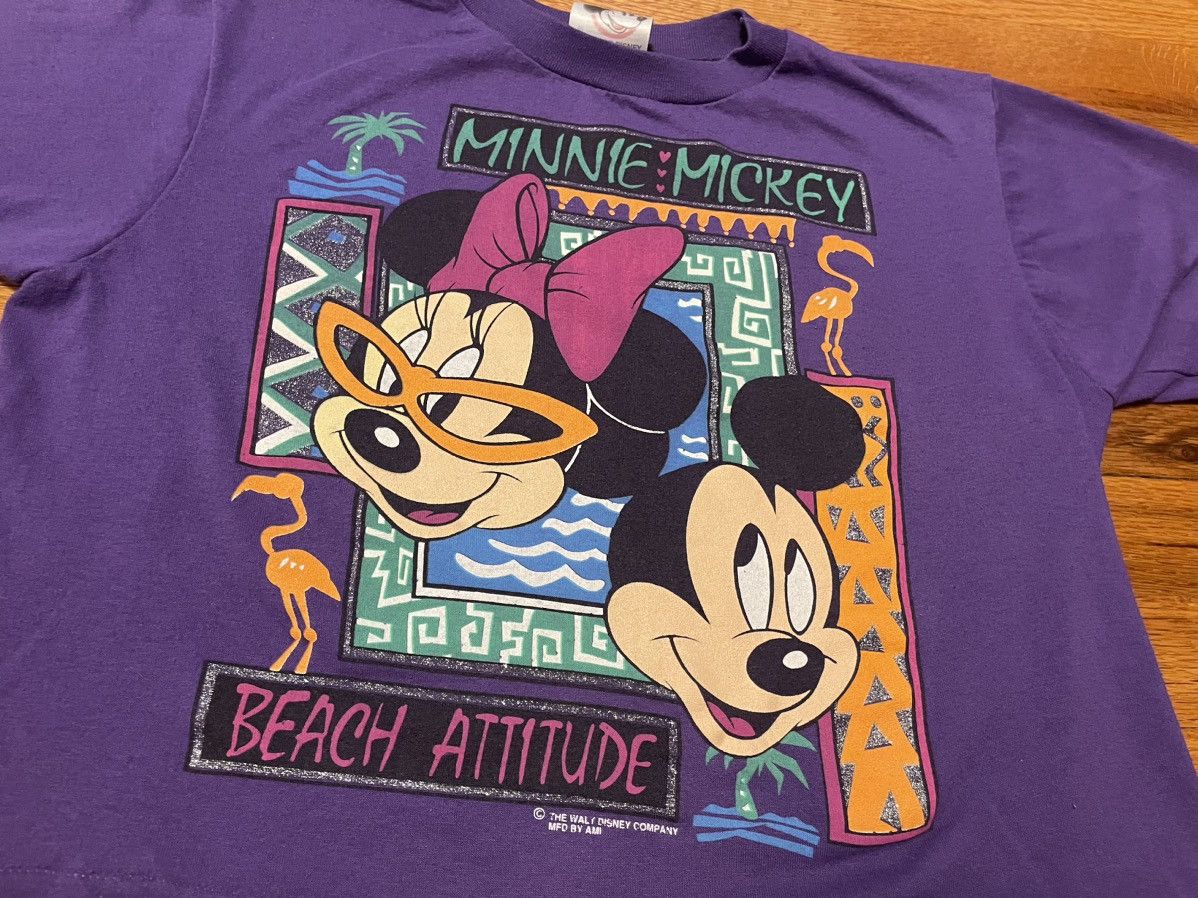 Disney × Vintage Vintage 80s 90s Beach Disney Mickey Minnie Cropped T Shirt Size S / US 4 / IT 40 - 2 Thumbnail