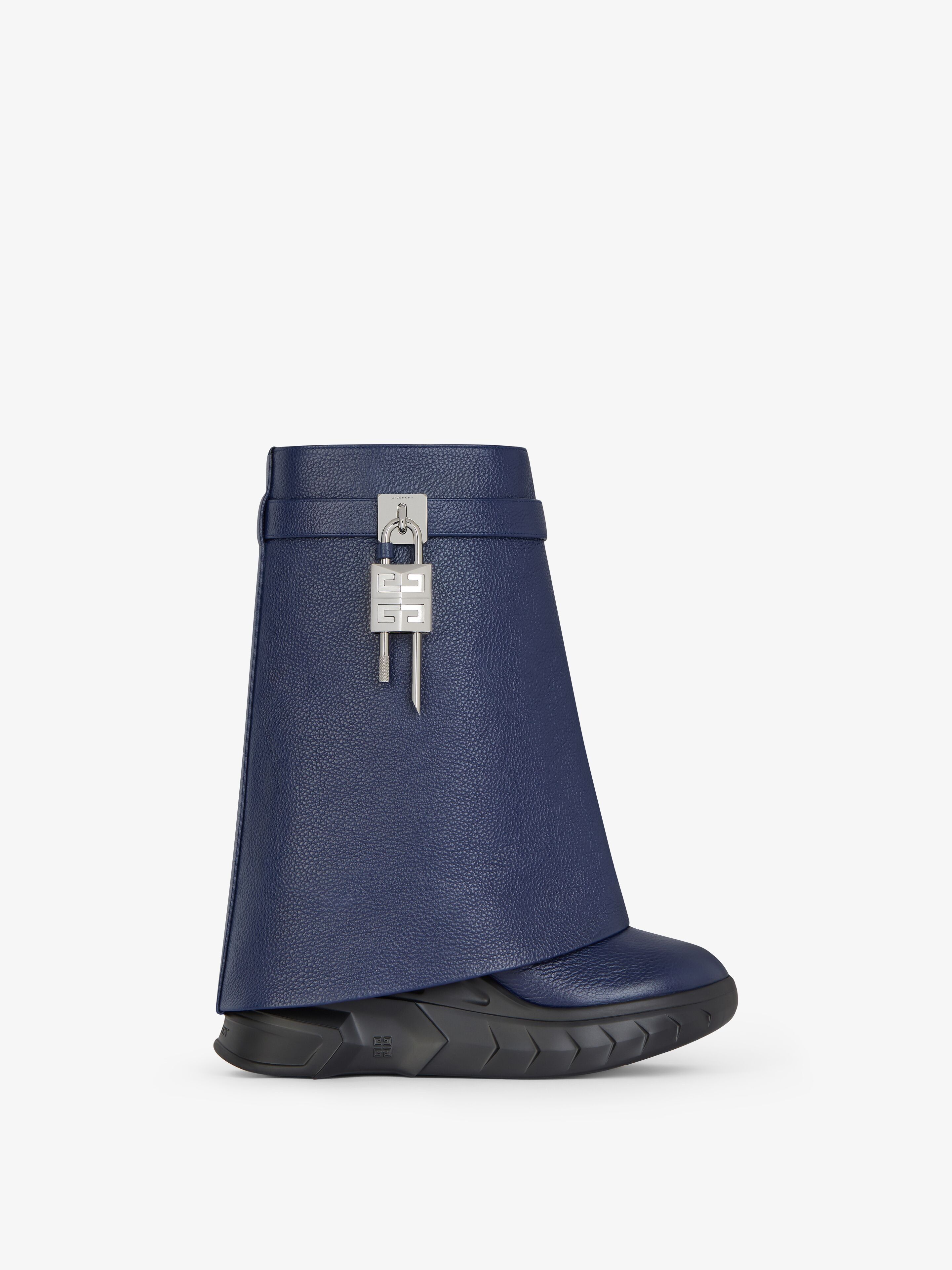 Givenchy o1srvl11e0525 Shark Lock Ankle Boots Biker Low Wedge Blue Size US 9 / IT 39 - 1 Thumbnail