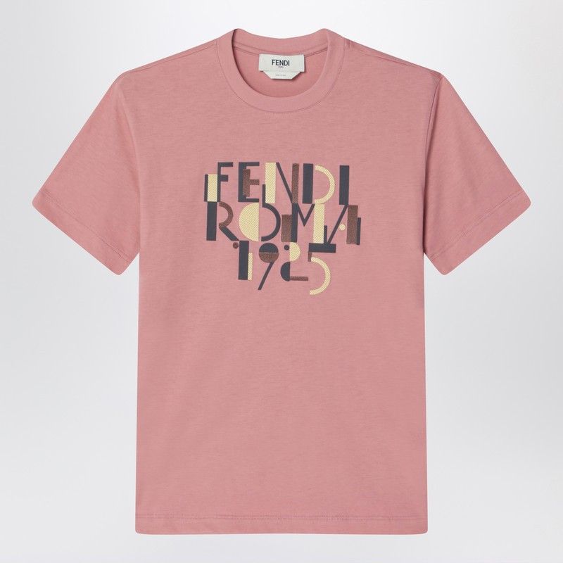 Fendi Fendi Pink Cotton T-Shirt With Logo Print Size S / US 4 / IT 40 - 1 Thumbnail