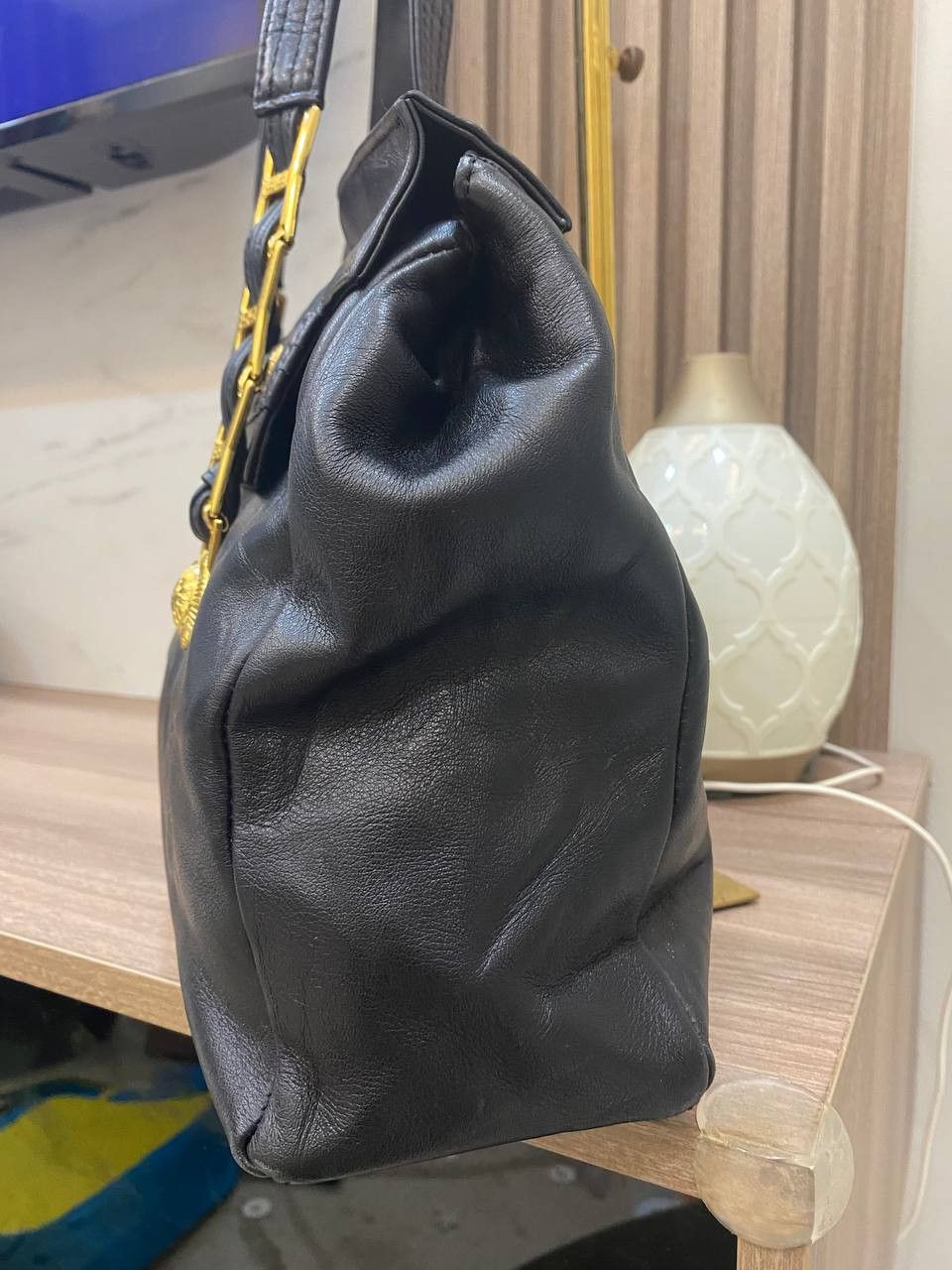 Versace GIANNI VERSACE Sunburst Chain Shoulder Bag Leather Black Size ONE SIZE - 5 Thumbnail