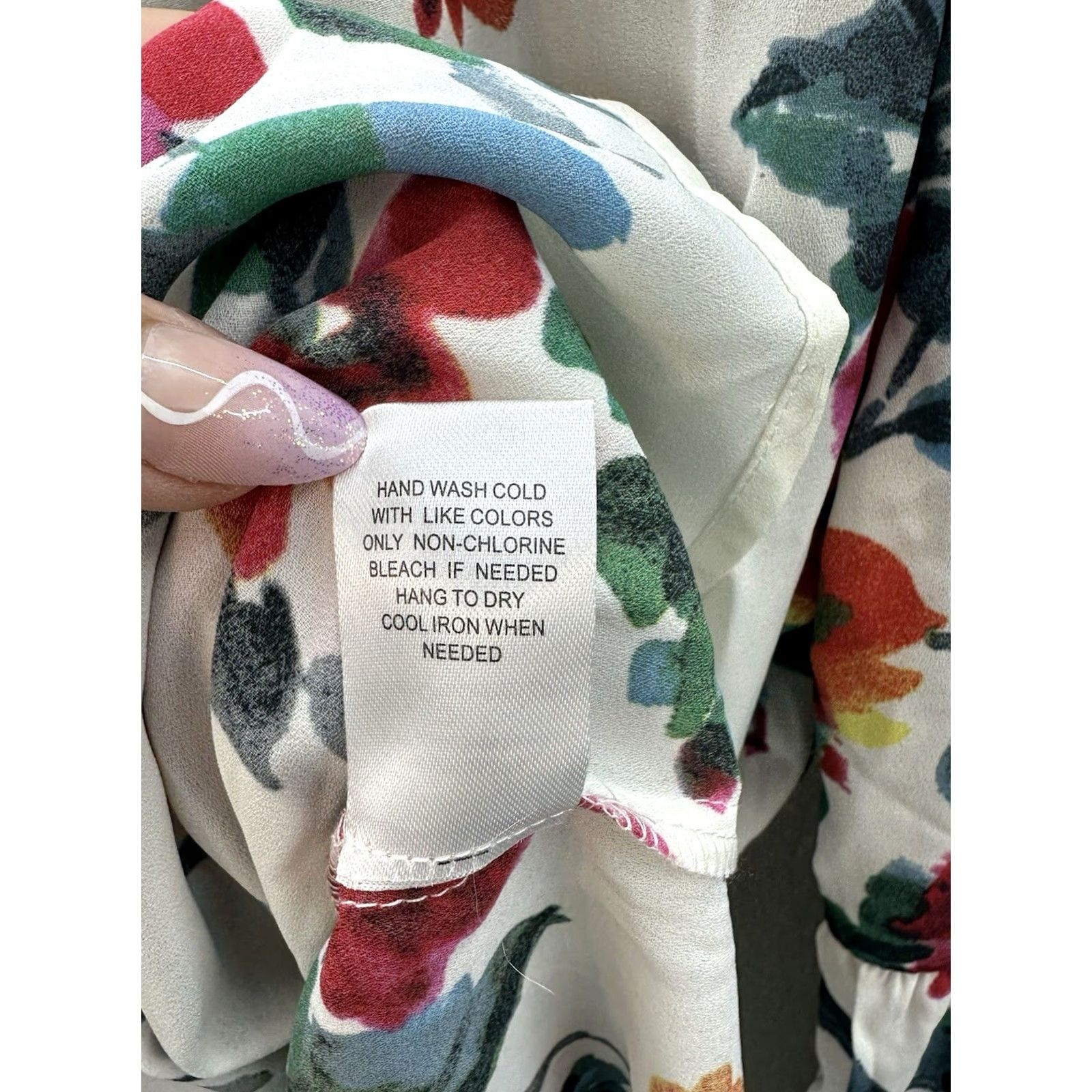Vintage Black Rainn Blouse Shirt Womens Size L Long Sleeve White Sheer Floral NWTs Size L / US 10 / IT 46 - 7 Thumbnail