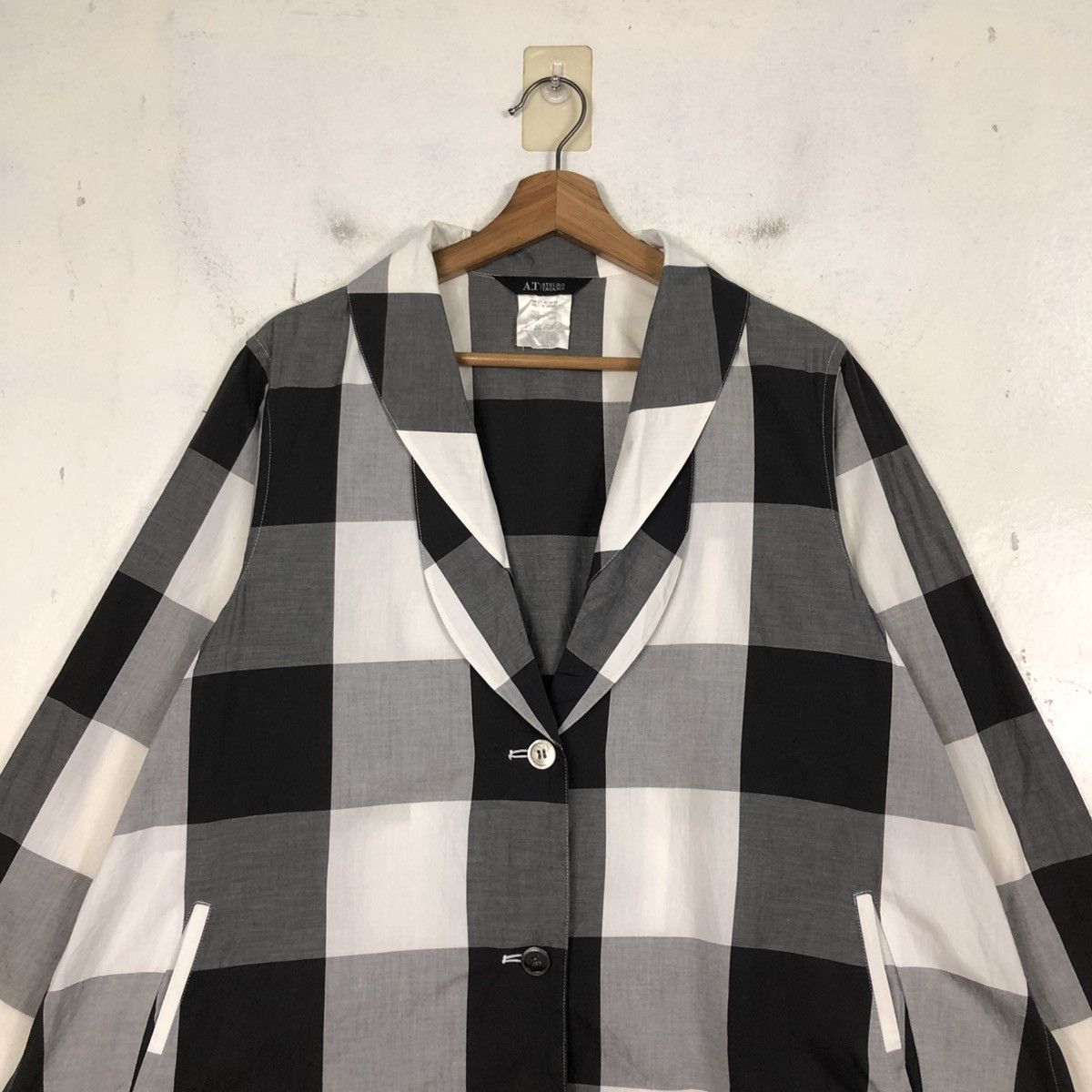Yohji Yamamoto 📌Oversized Jacket Button Atsuro Tayama Tartan Design Size US M / EU 48-50 / 2 - 5 Thumbnail