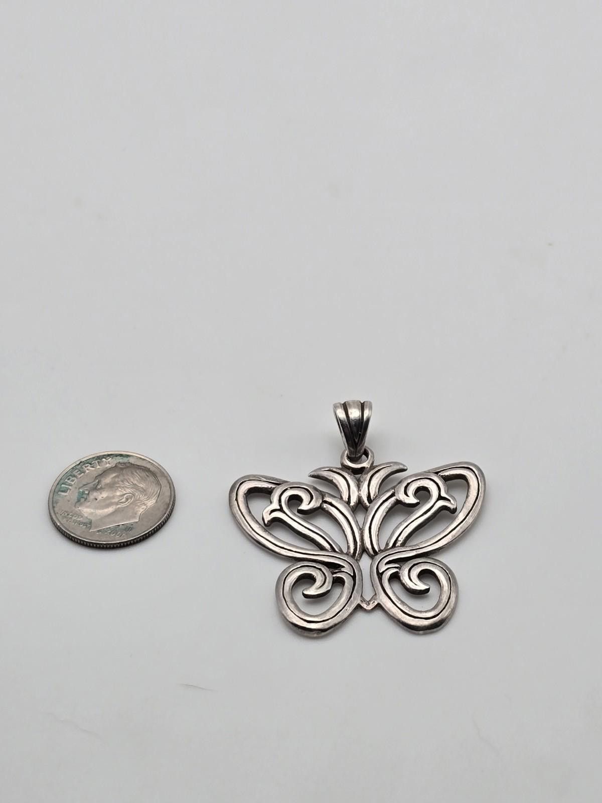 The Unbranded Brand Vintage Sterling Silver Butterfly Scroll Pendant 925 Size ONE SIZE - 4 Thumbnail
